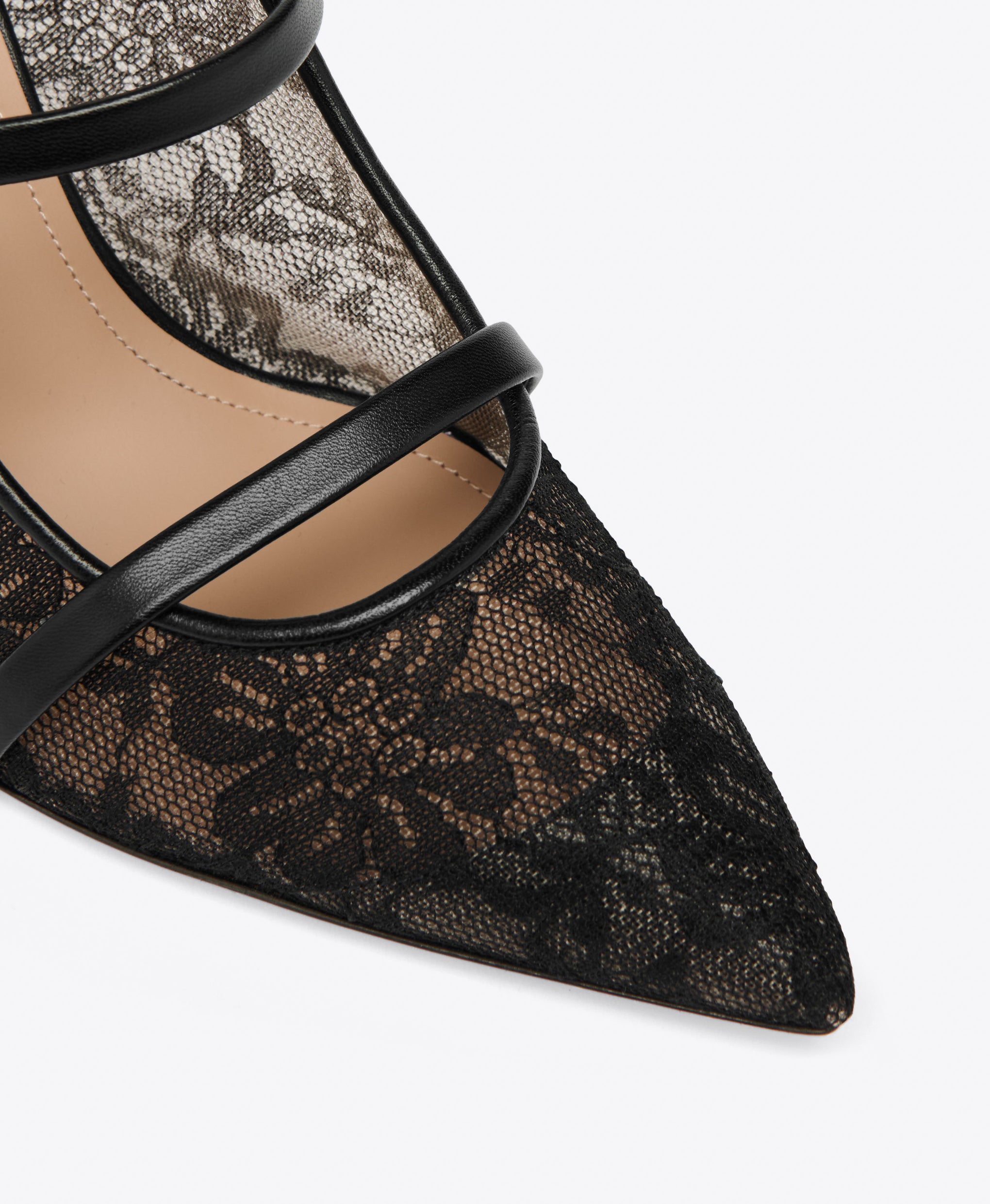 Black Lace Mesh Heeled Mules Malone Souliers