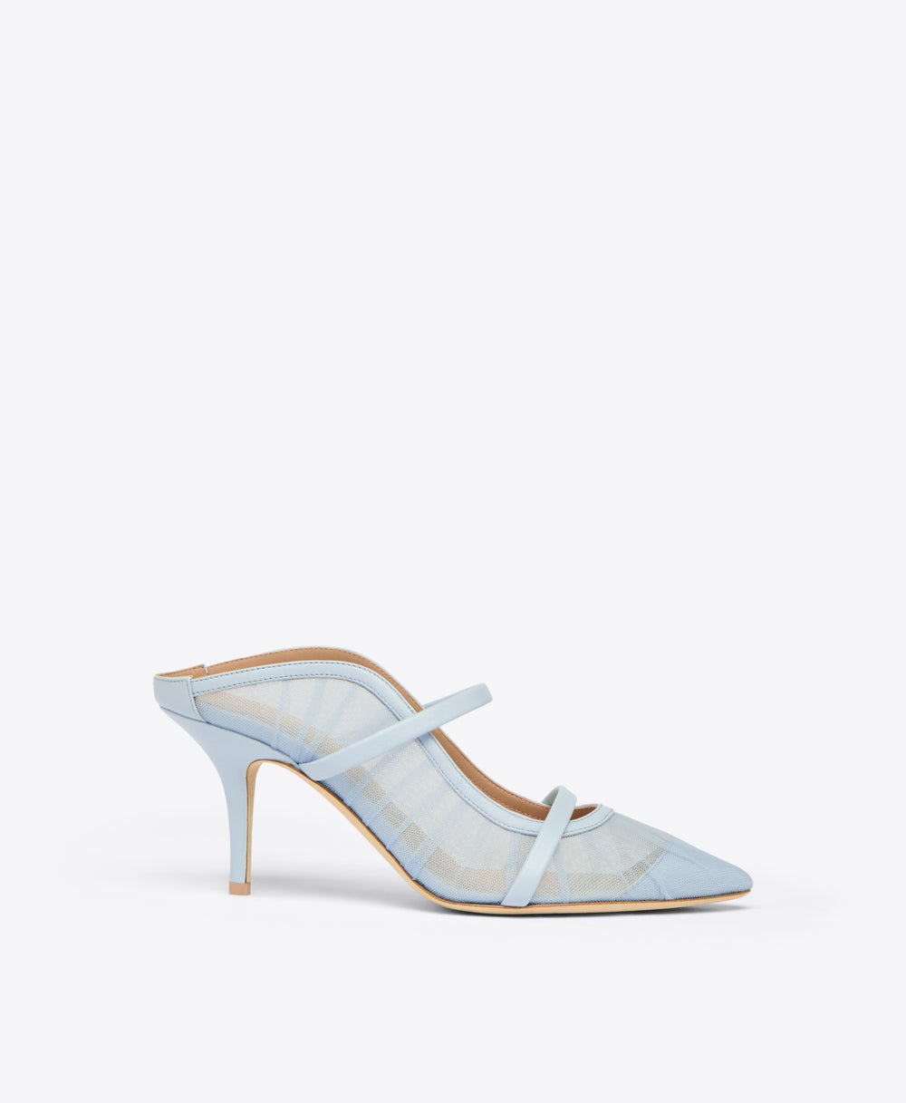 Light Blue Tulle Heeled Mules Malone Souliers