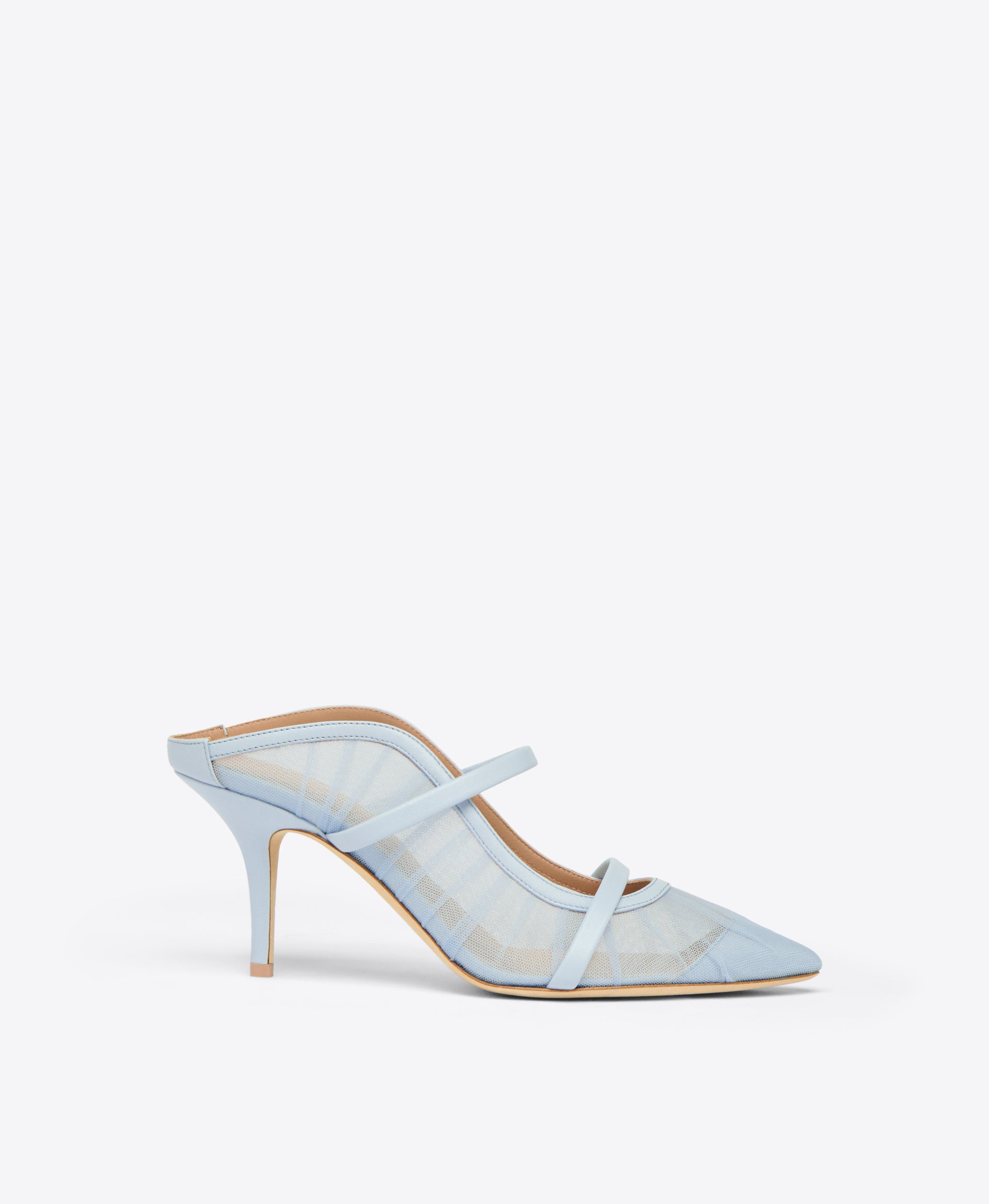 Light Blue Tulle Heeled Mules Malone Souliers