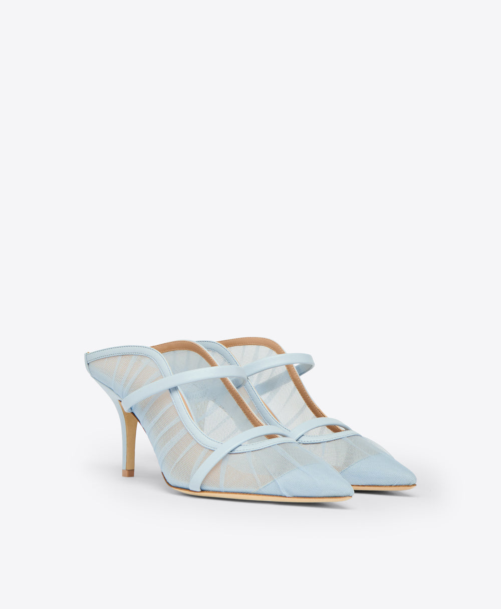 Light Blue Tulle Heeled Mules Malone Souliers