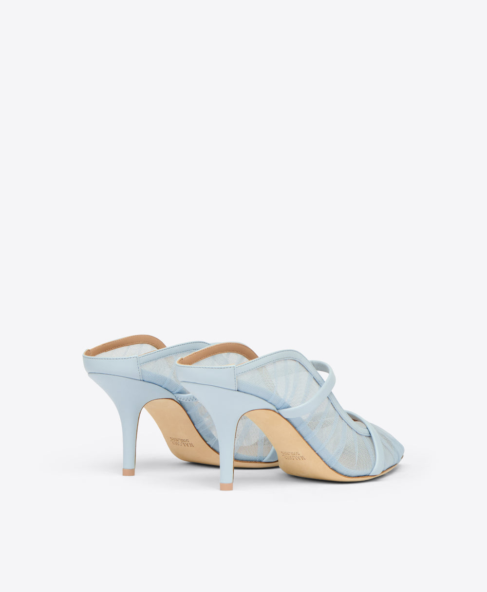 Light Blue Tulle Heeled Mules Malone Souliers