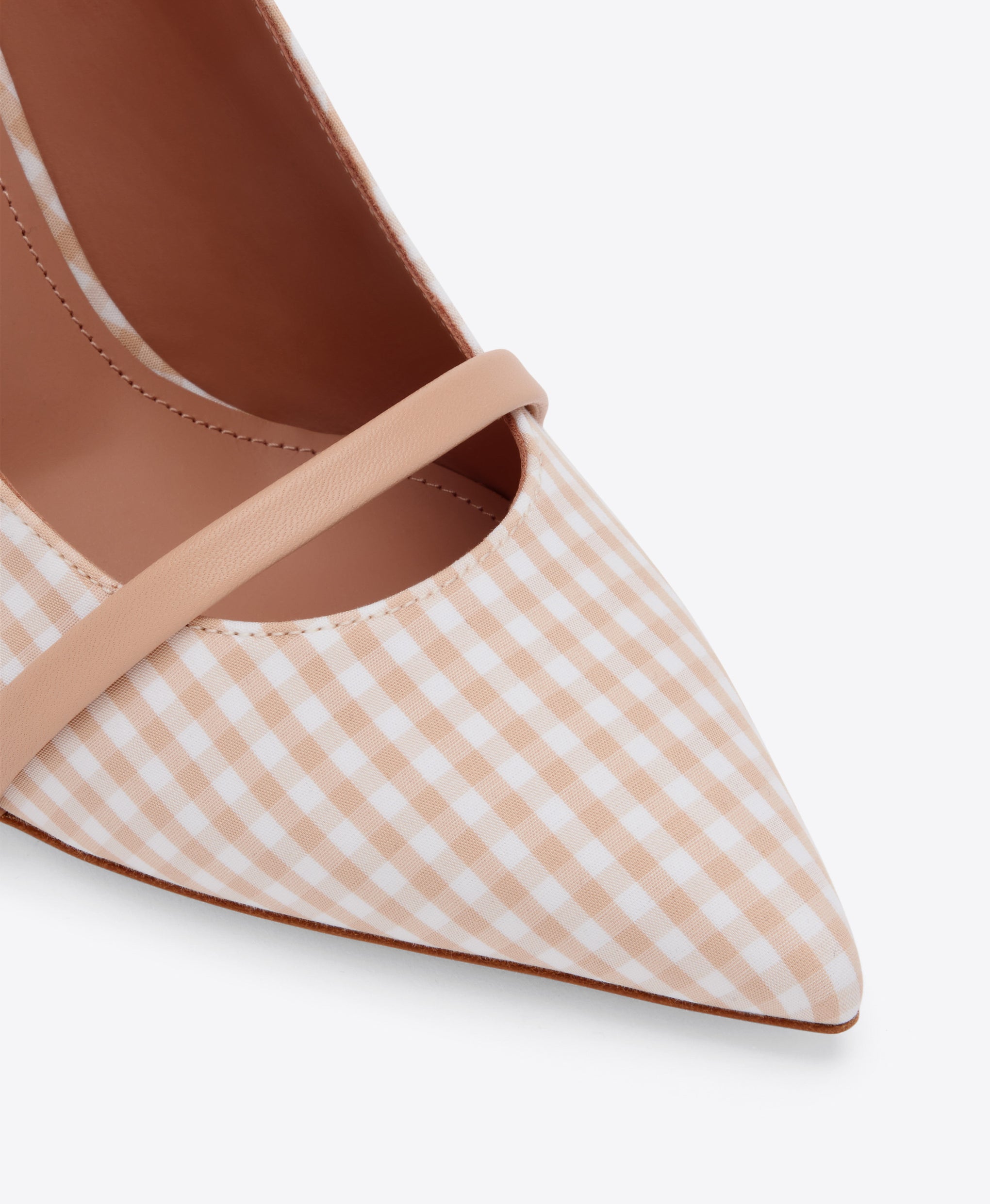 Maureen 70 Beige Gingham Heeled Mules Malone Souliers