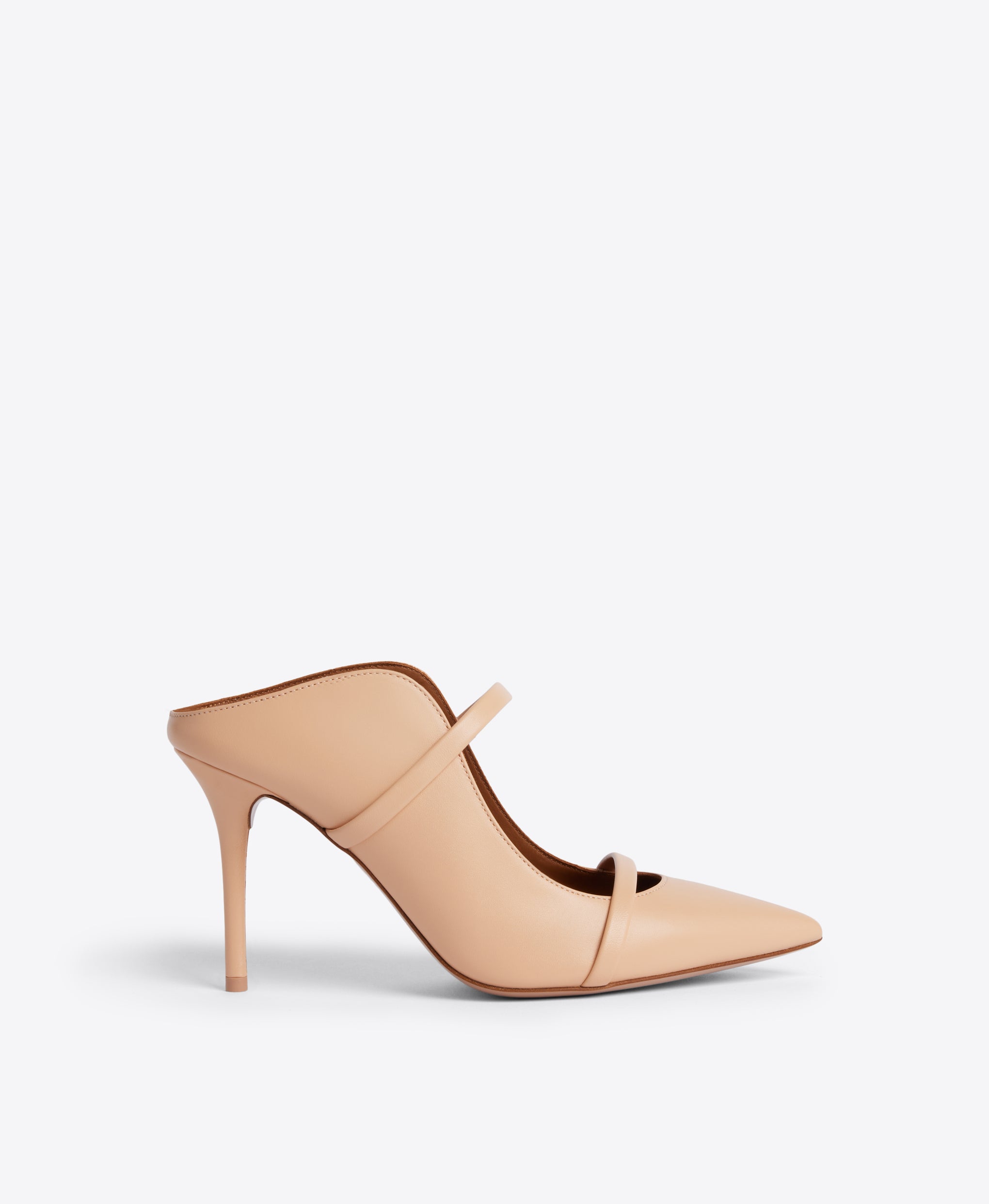 Maureen Mule in Beige Nappa Leather 70mm Heel Malone Souliers