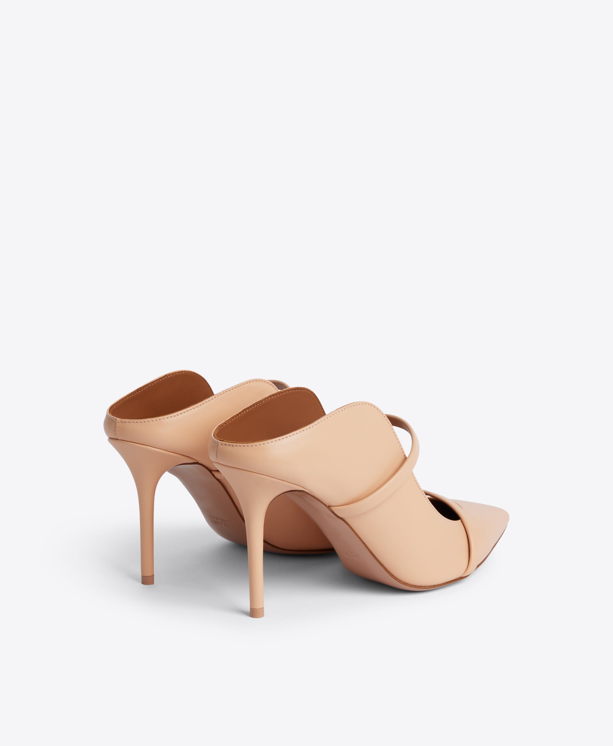 Maureen Mule in Beige Nappa Leather 70mm Heel Malone Souliers