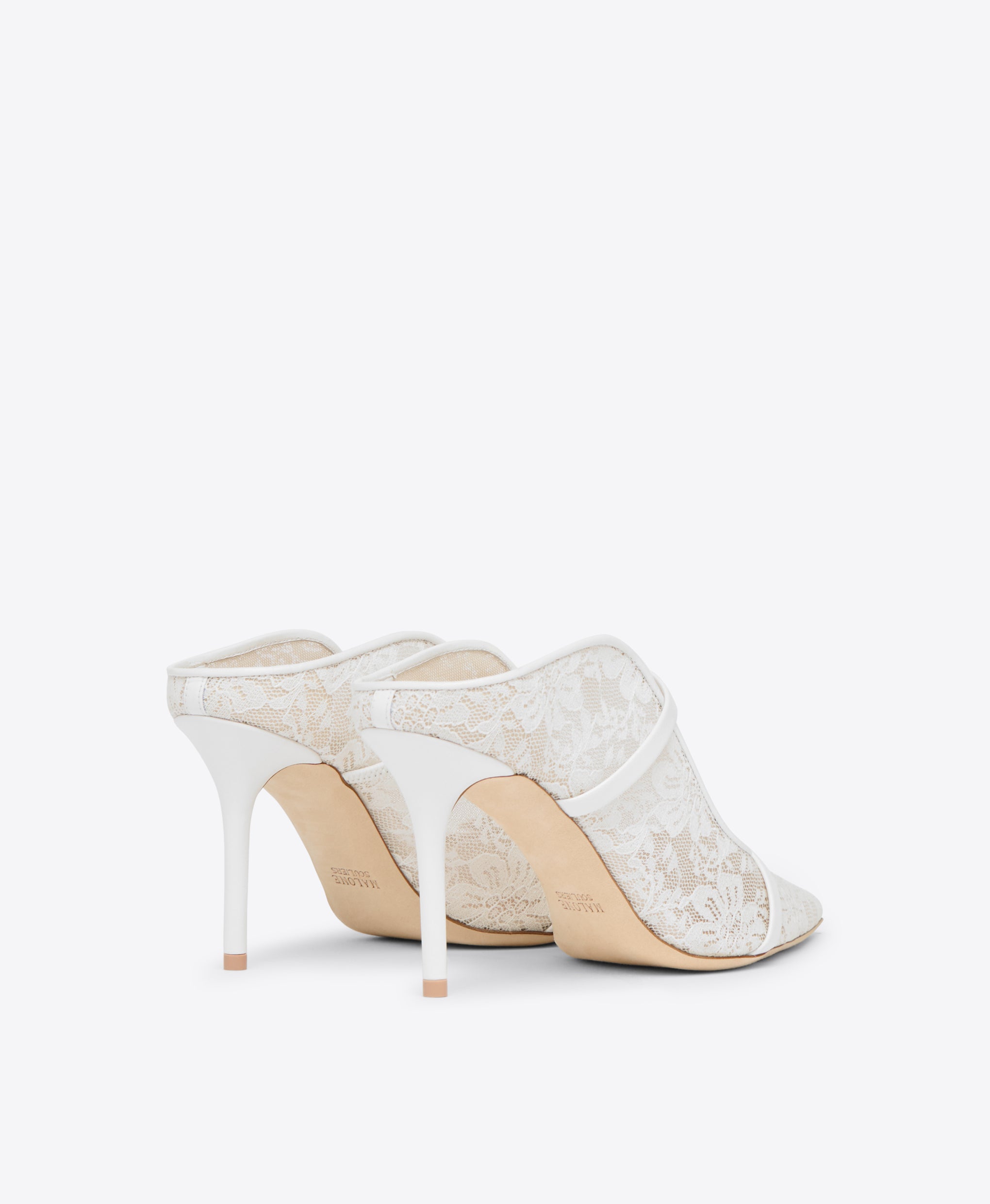 White Lace Mesh Heeled Mules Malone Souliers