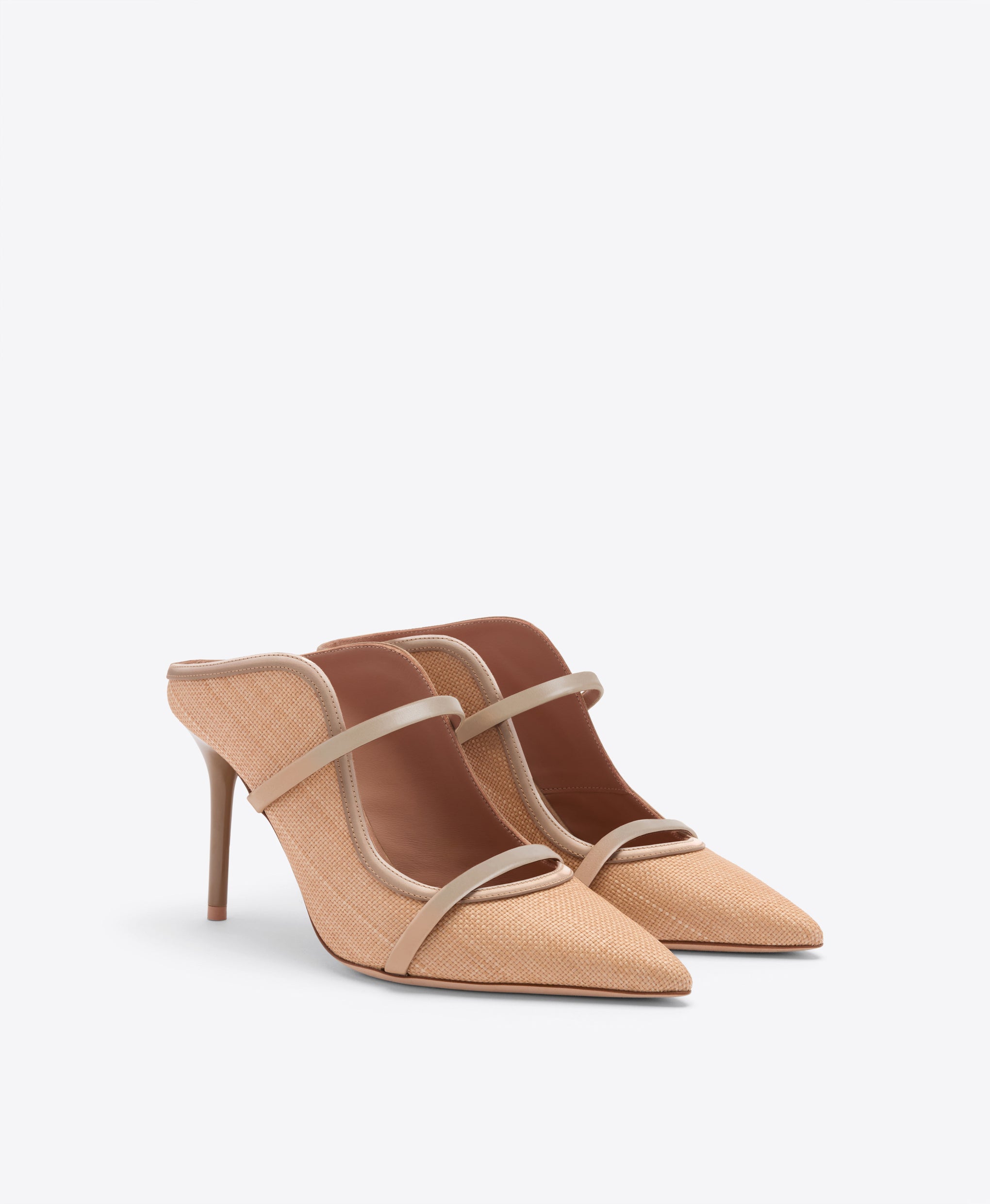 Maureen 85 Beige Raffia Heeled Mules Malone Souliers