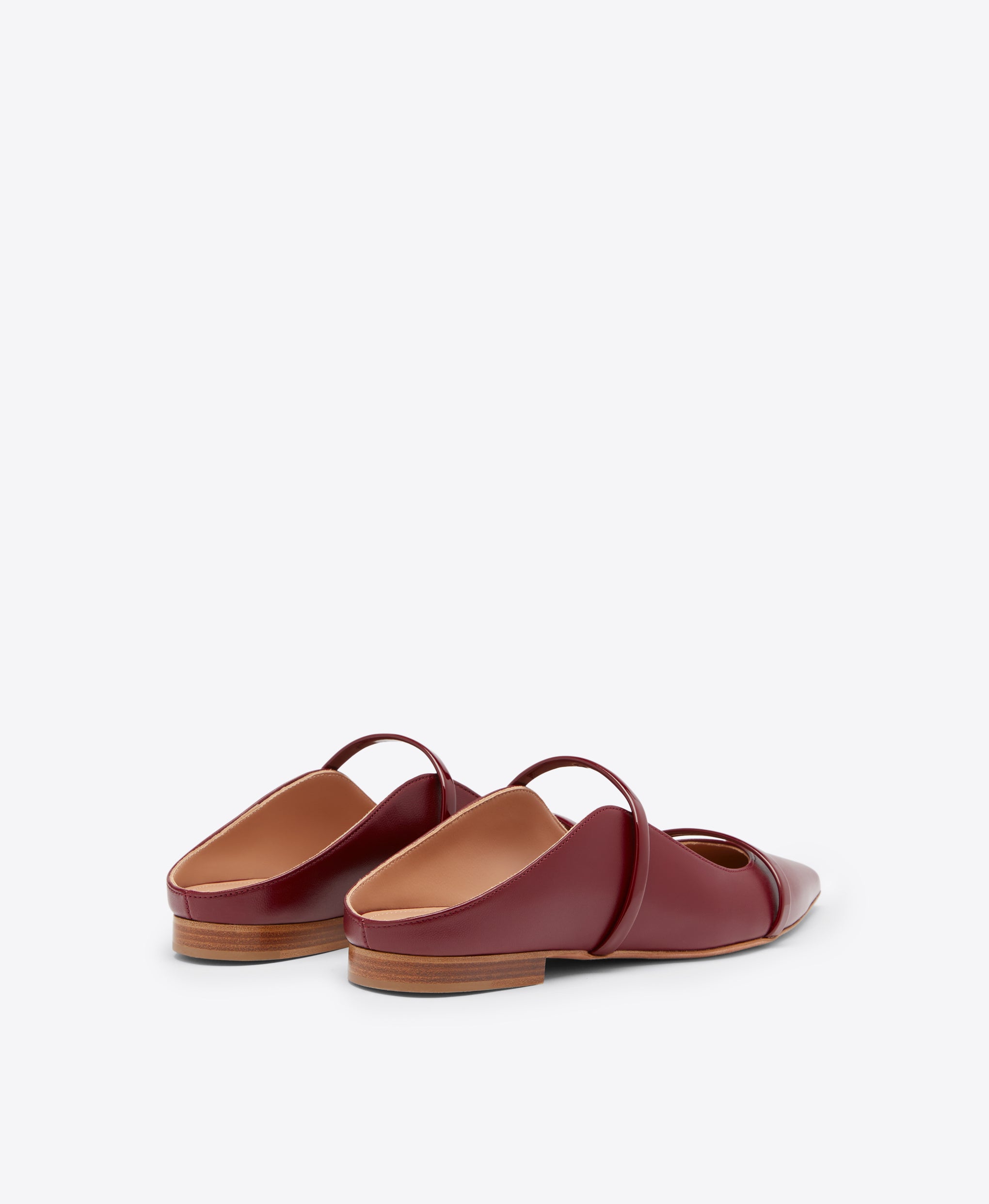 Maureen Flat Red Leather Mules with Straps Malone Souliers