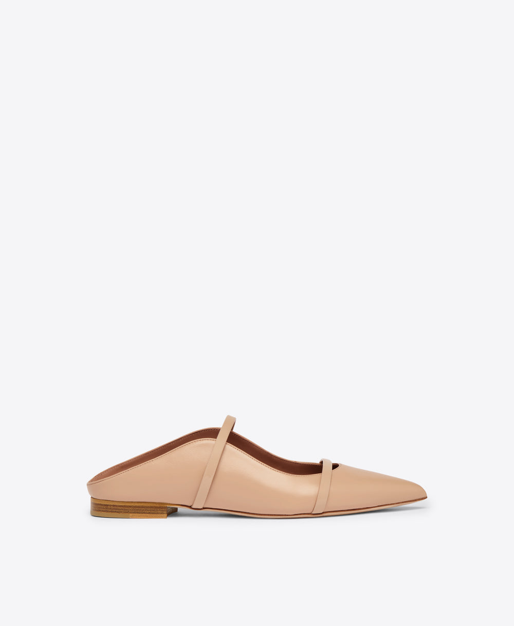 Beige Leather Flat Mules Malone Souliers