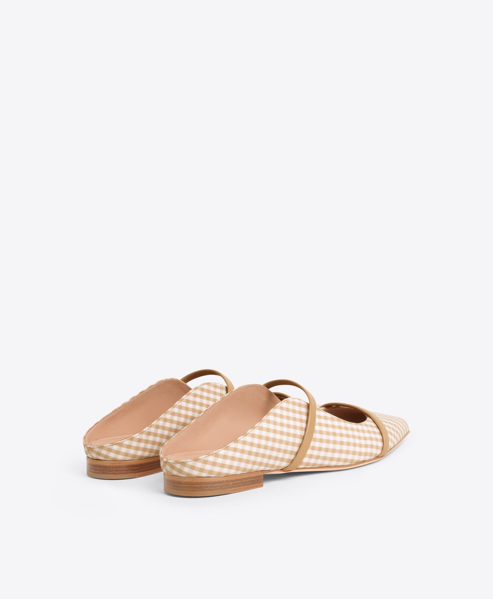 Maureen Beige Gingham Flat Mules Malone Souliers