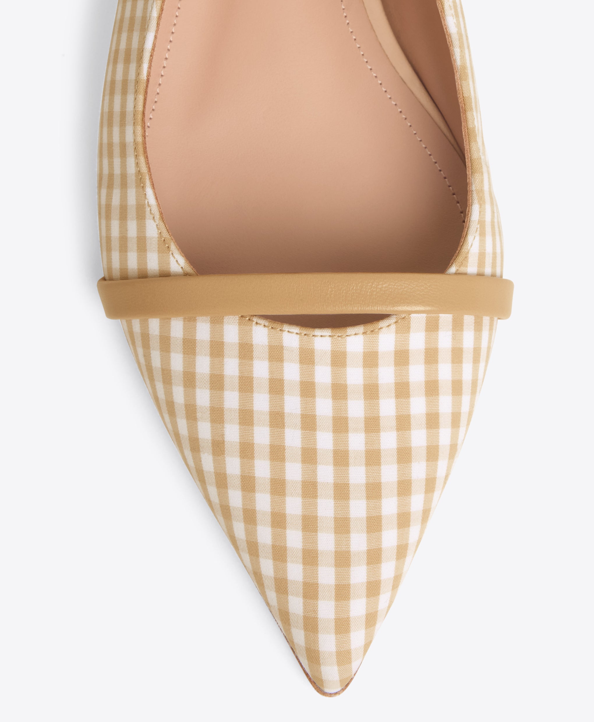 Maureen Beige Gingham Flat Mules Malone Souliers