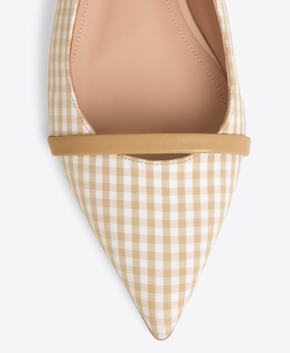 Maureen Beige Gingham Flat Mules Malone Souliers