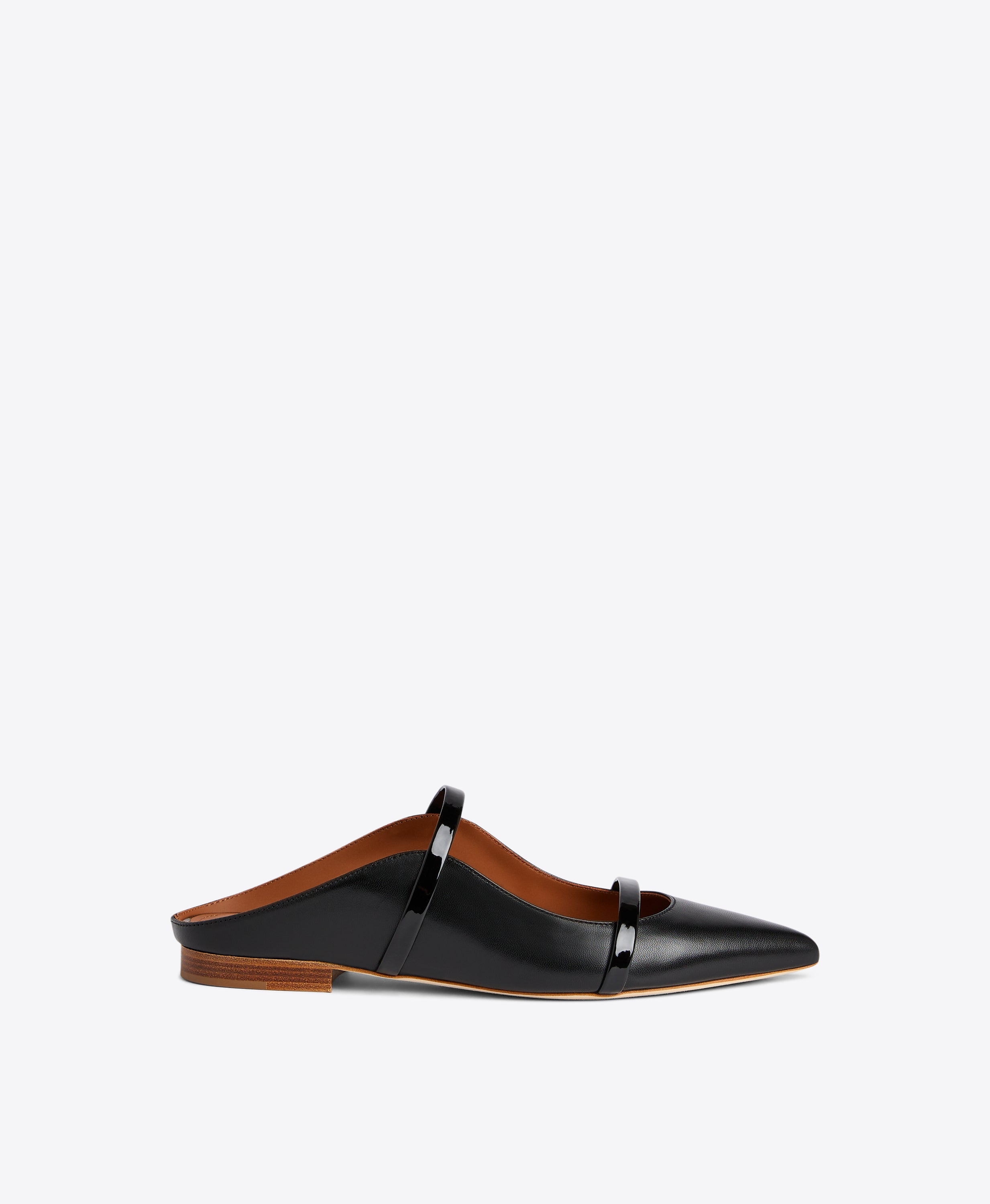 Black leather mules flat deals