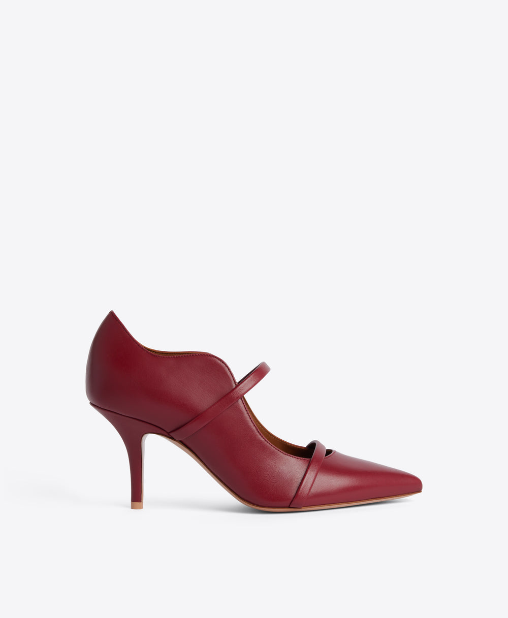 Maureen Pump in Dark Red Nappa Leather 70mm Heel Malone Souliers