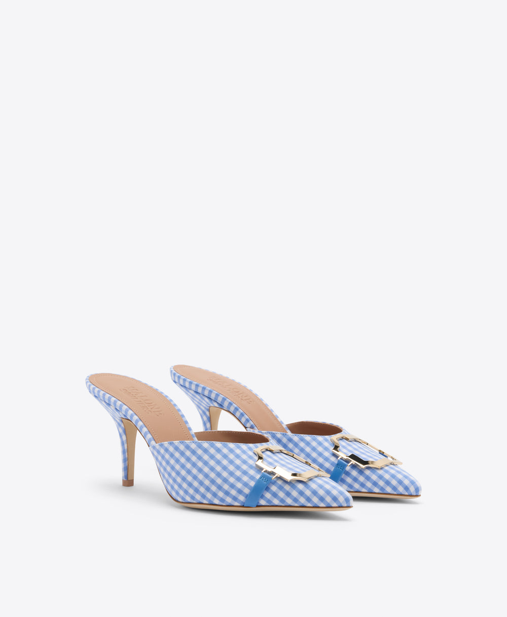 Missy 70 Blue Gingham Mules Malone Souliers