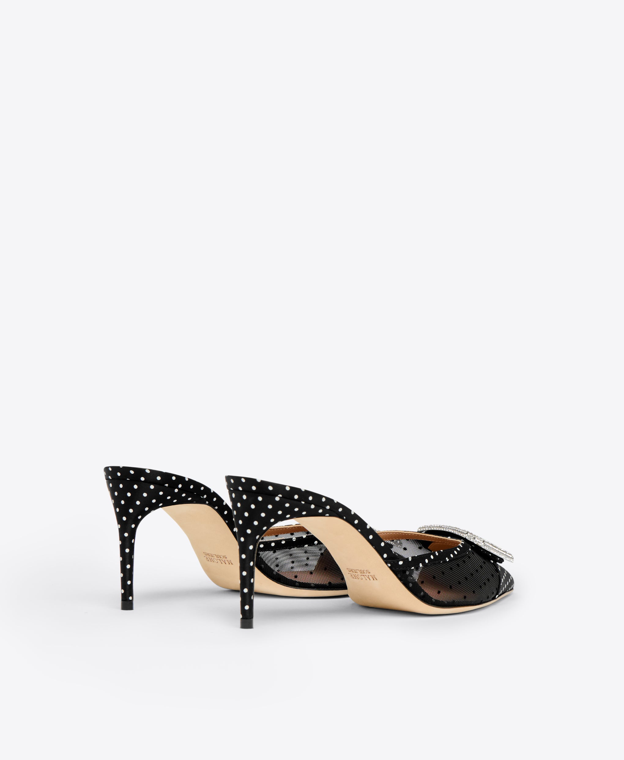 Black Polka Dot Satin with Embellishment Malone Souliers