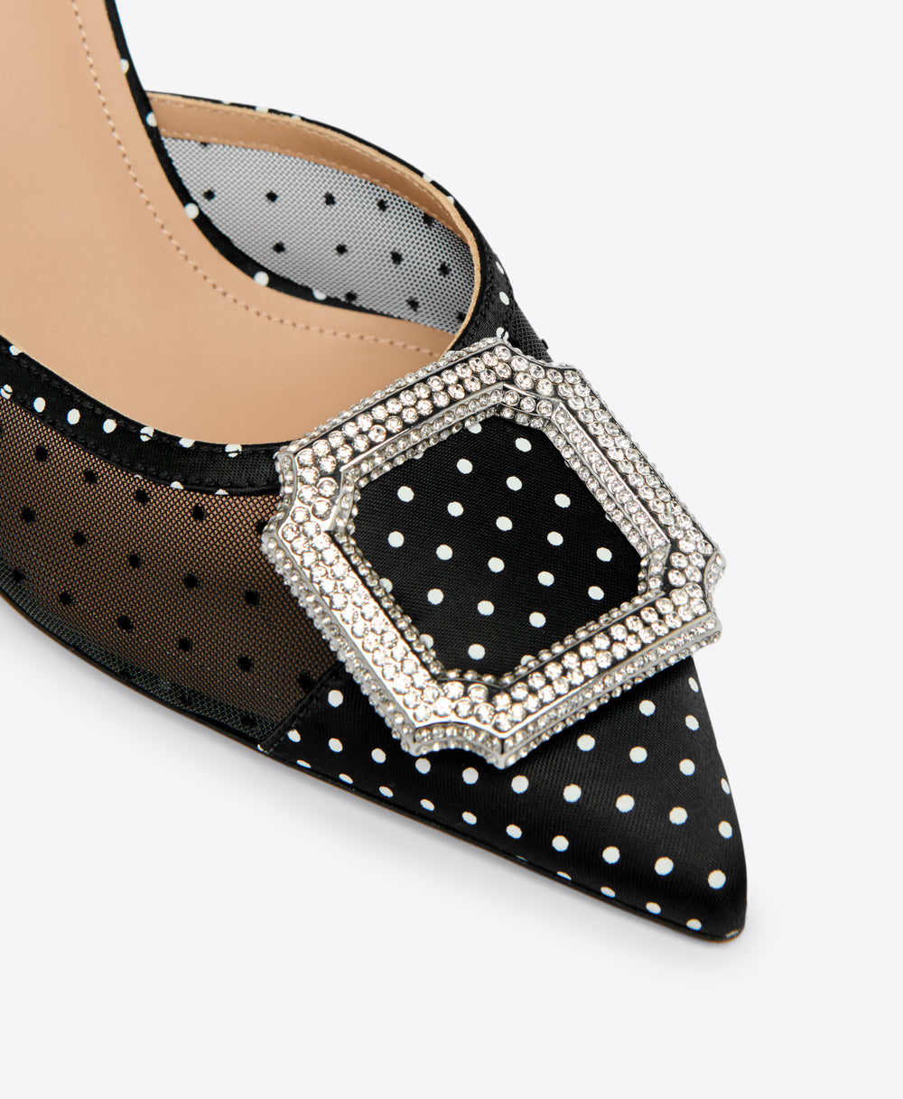 Black Polka Dot Satin with Embellishment Malone Souliers