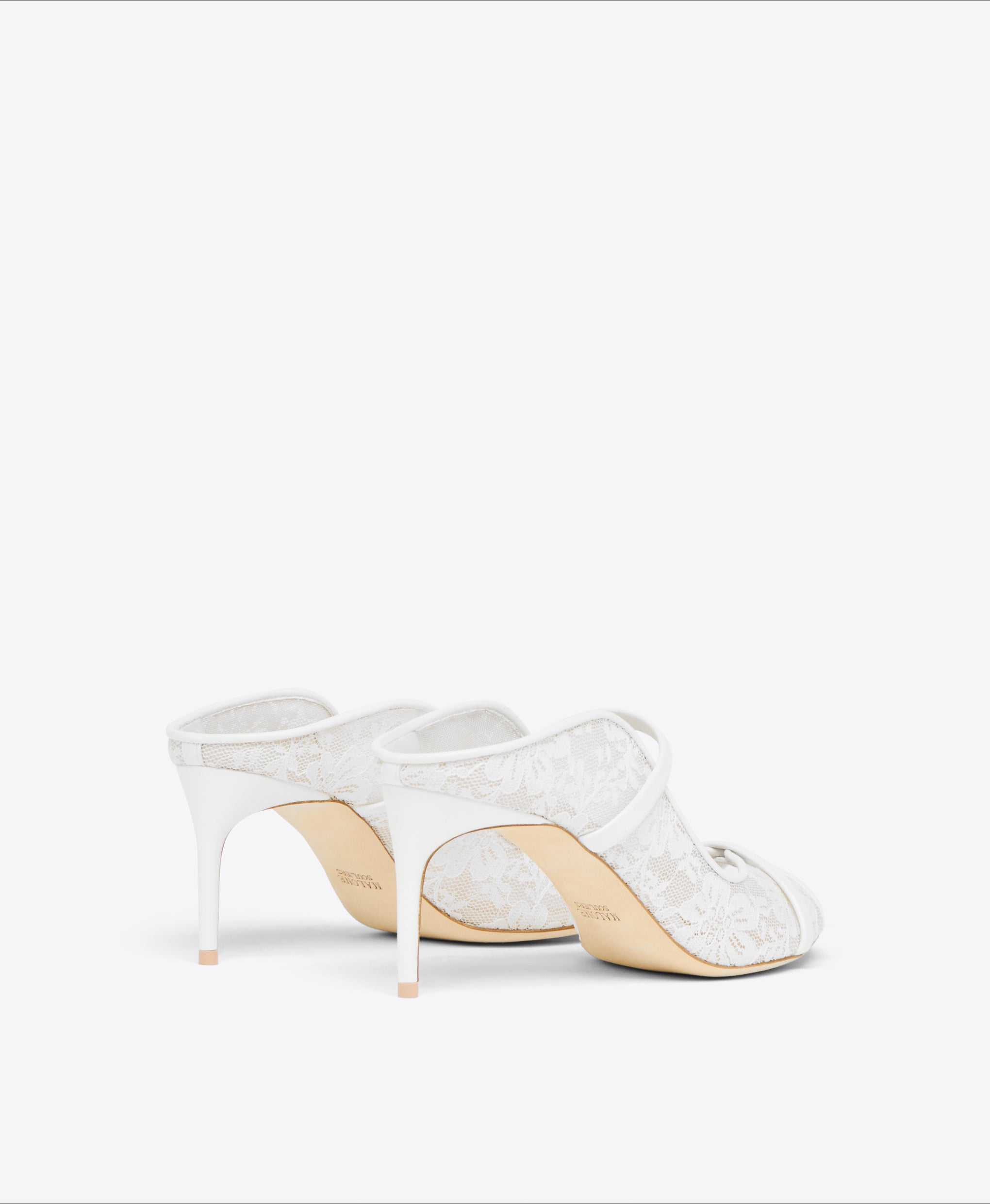 White Lace Mesh Heeled Sandals Malone Souliers