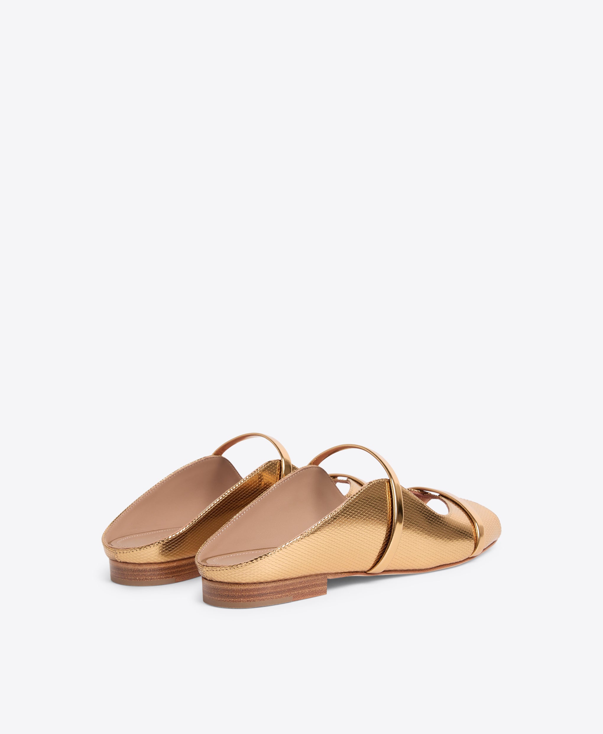 Norah Gold Embossed Leather Flat Sandals Malone Souliers