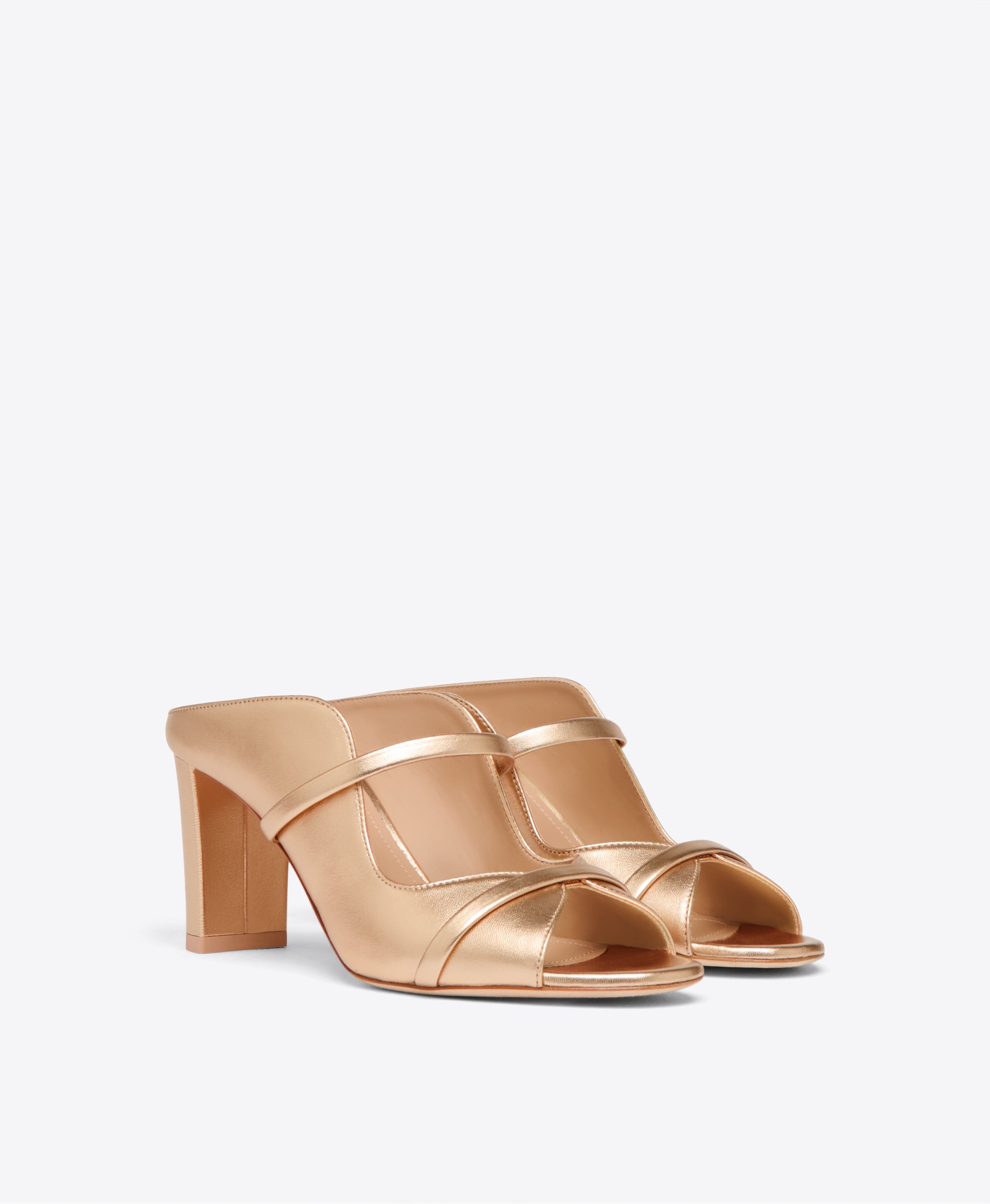 Gold Metallic Leather Heeled Sandals Malone Souliers