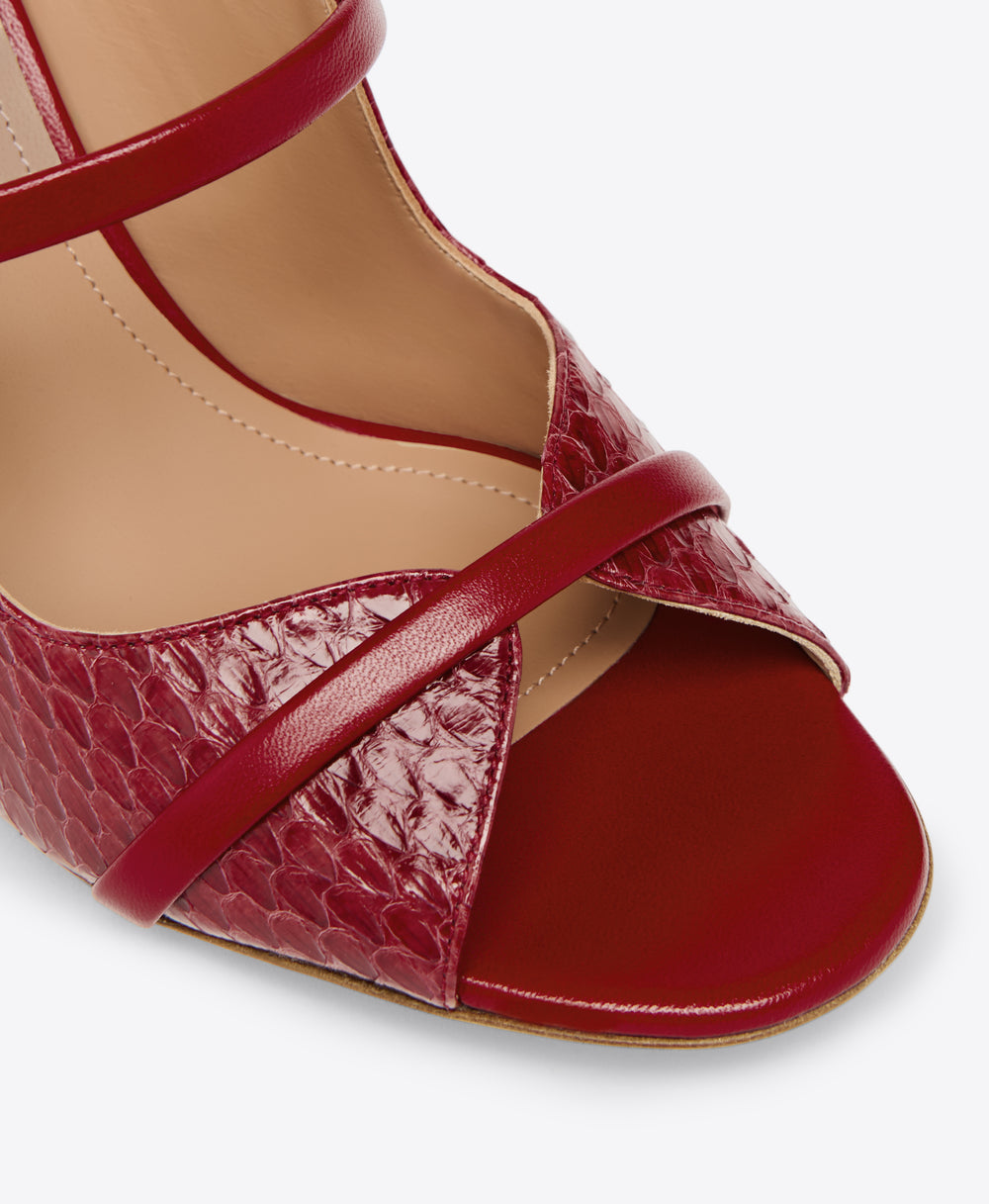 Red Leather Heeled Sandal Malone Souliers