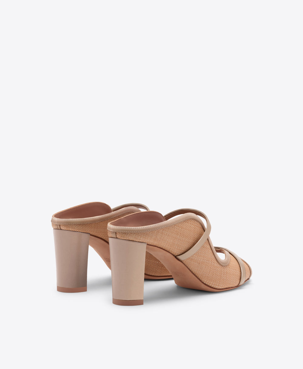 Norah 70 Beige Raffia Heeled Sandals Malone Souliers