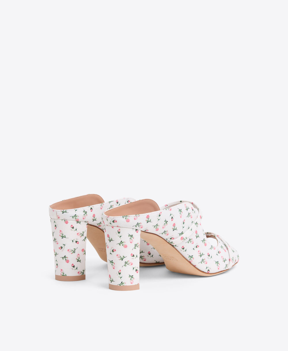 Norah 70 White Floral Heeled Sandals Malone Souliers