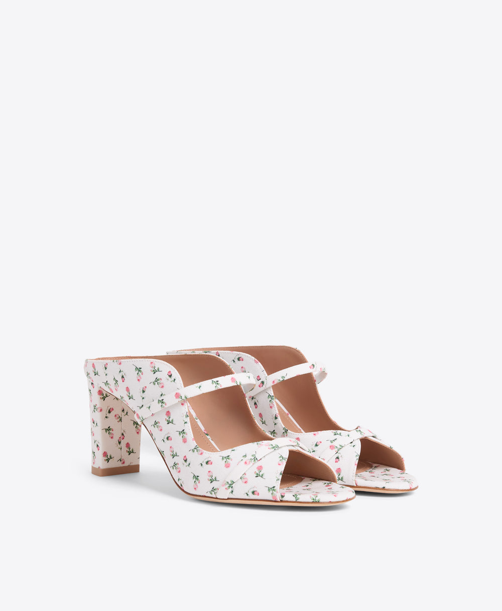 Norah 70 White Floral Heeled Sandals Malone Souliers