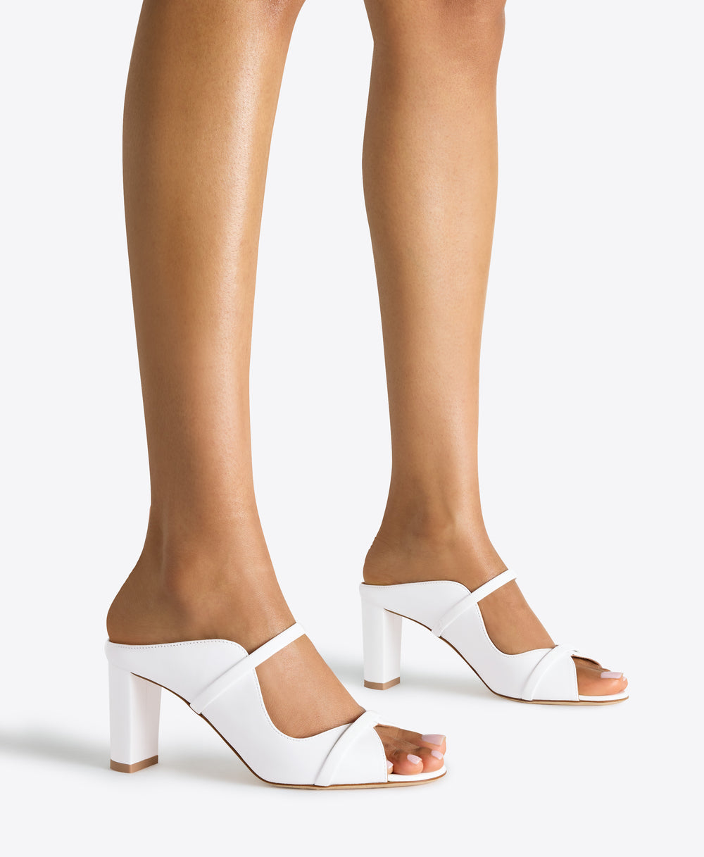 White Leather Heeled Sandals Malone Souliers