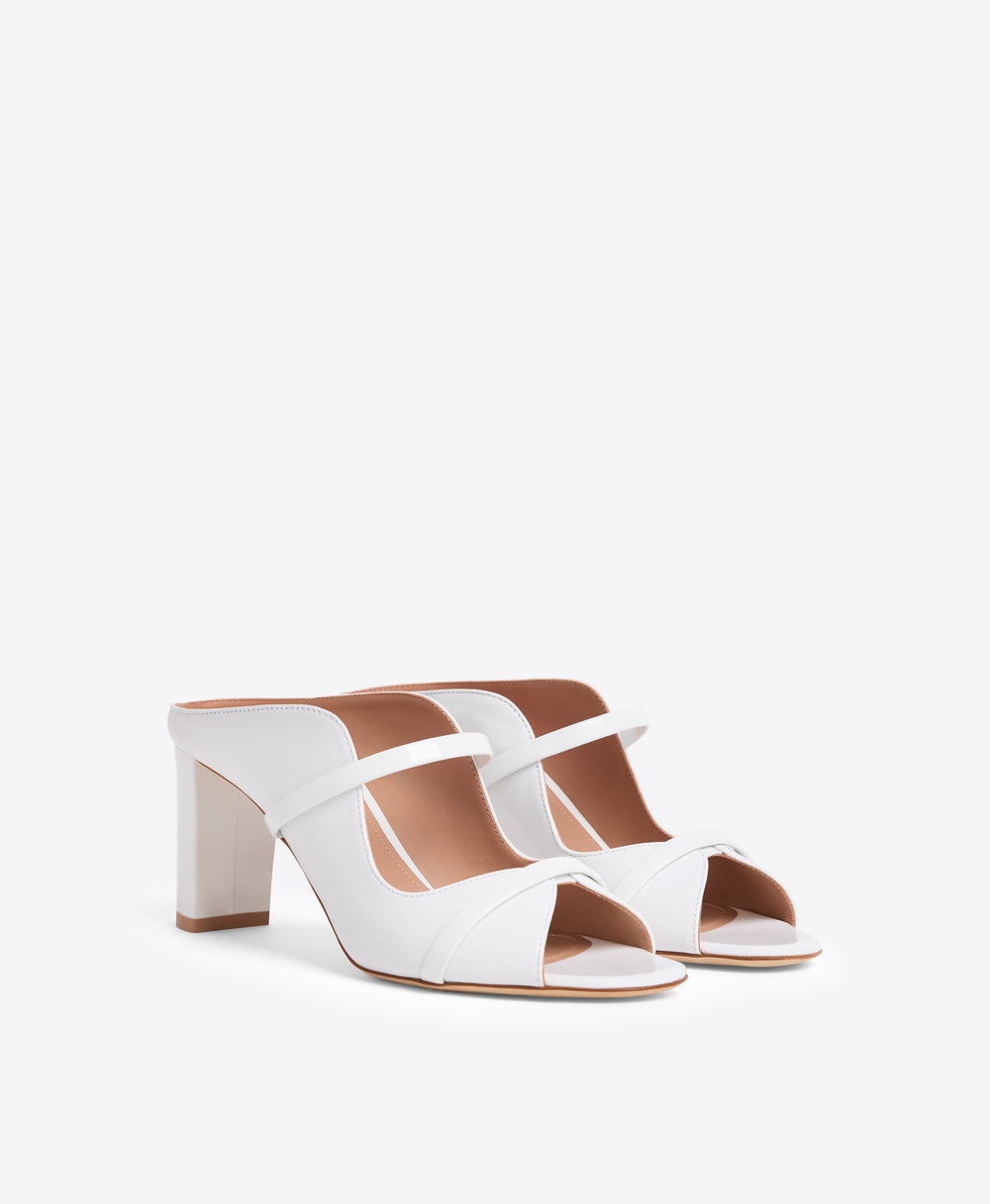 White Leather Heeled Sandals Malone Souliers