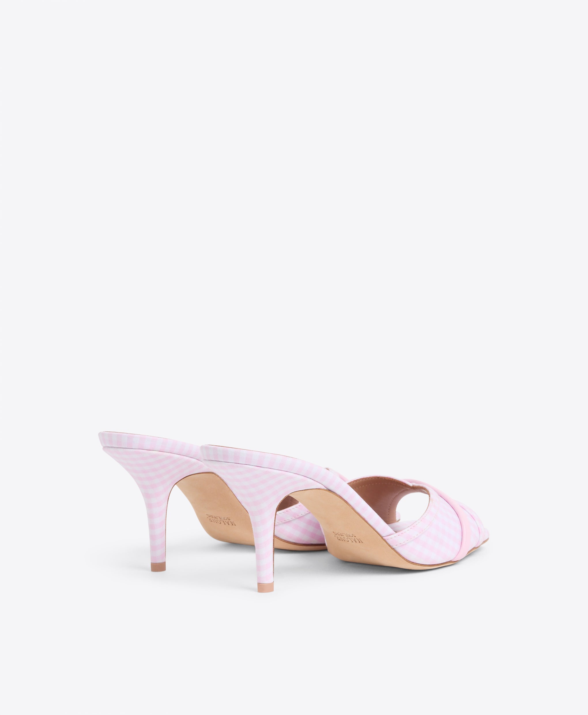 Perla 70 Pink Gingham Heeled Sandals Malone Souliers