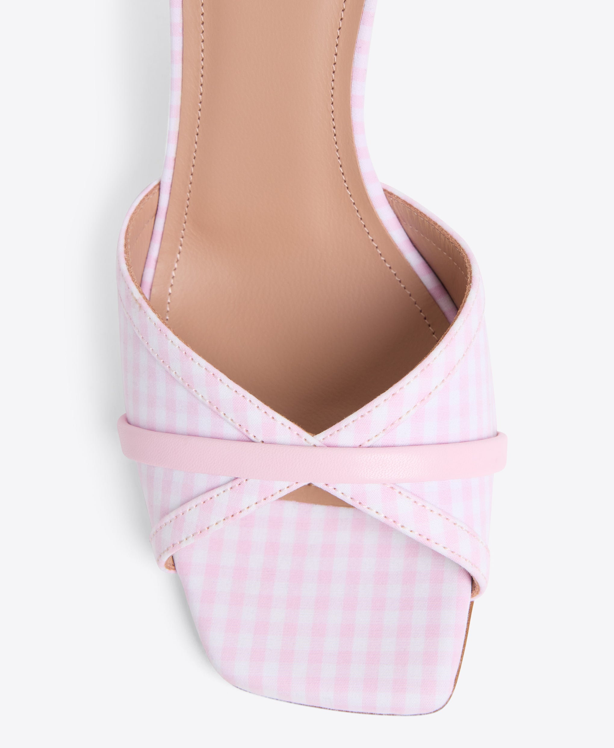 Perla 70 Pink Gingham Heeled Sandals Malone Souliers