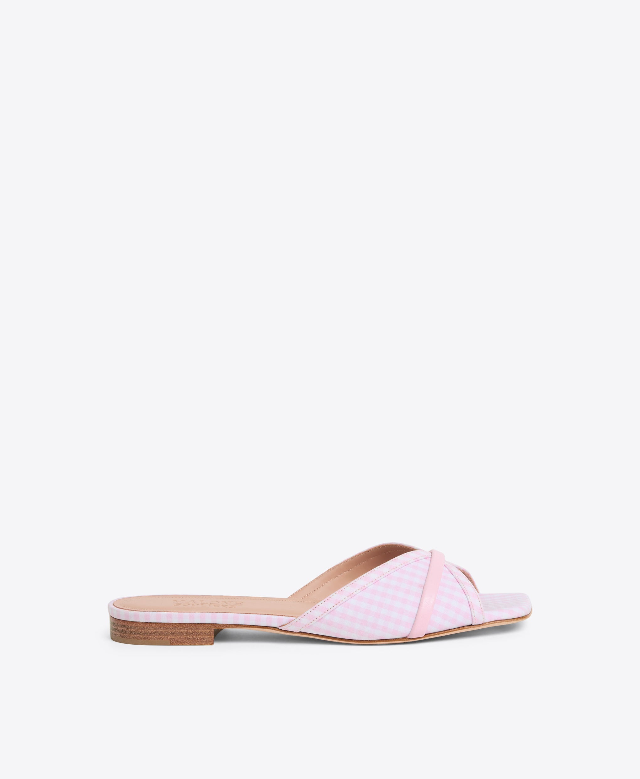 Perla Pink Gingham Flat Sandals Malone Souliers