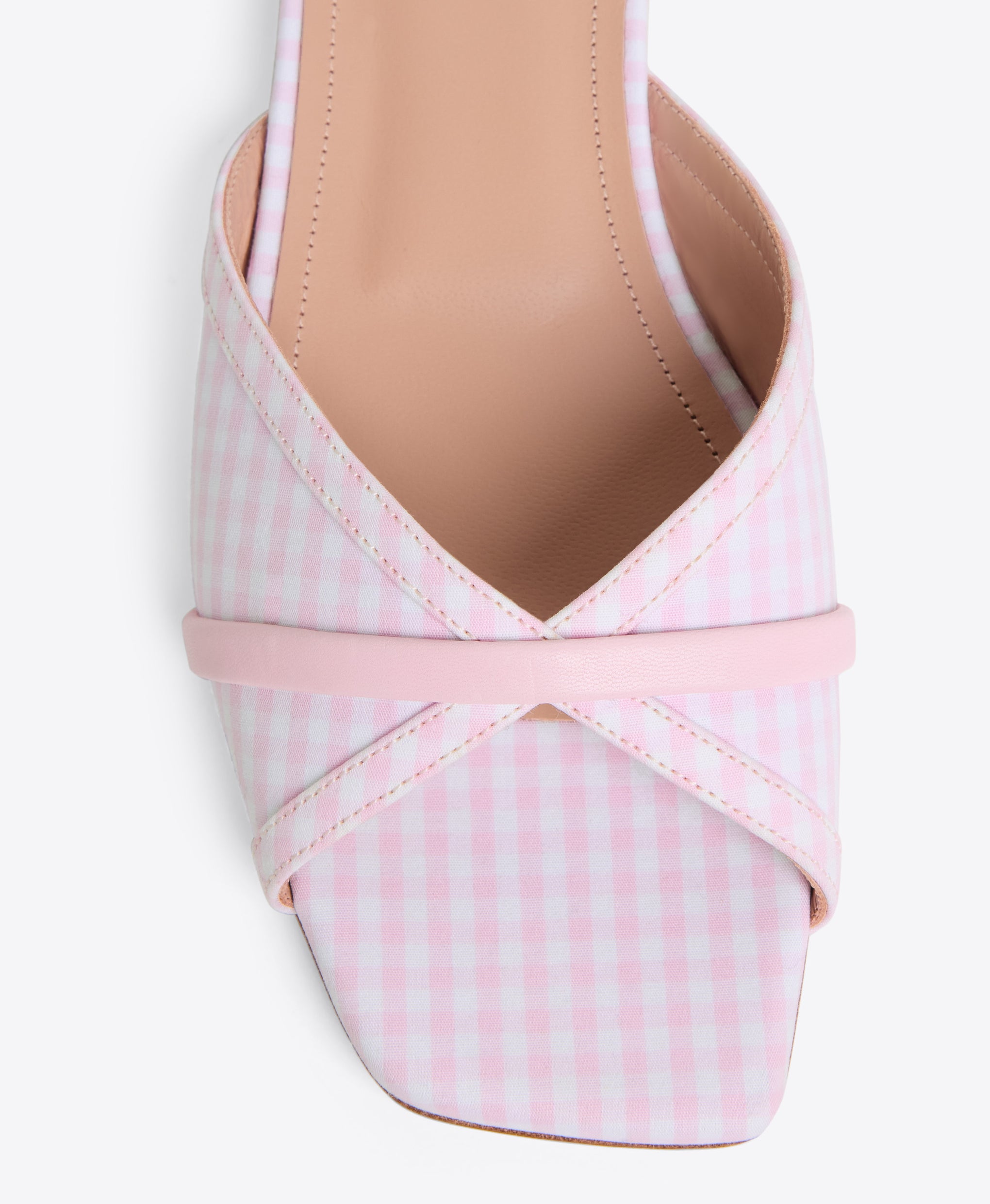 Perla Pink Gingham Flat Sandals Malone Souliers