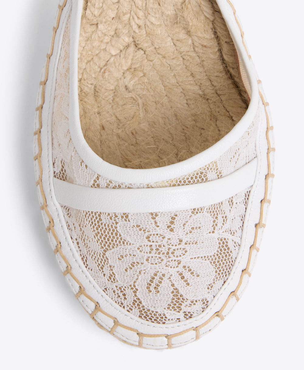 White Lace Mesh Wedge with Ribbons Malone Souliers