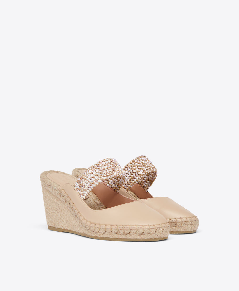 Beige Leather Wedge Mule Malone Souliers