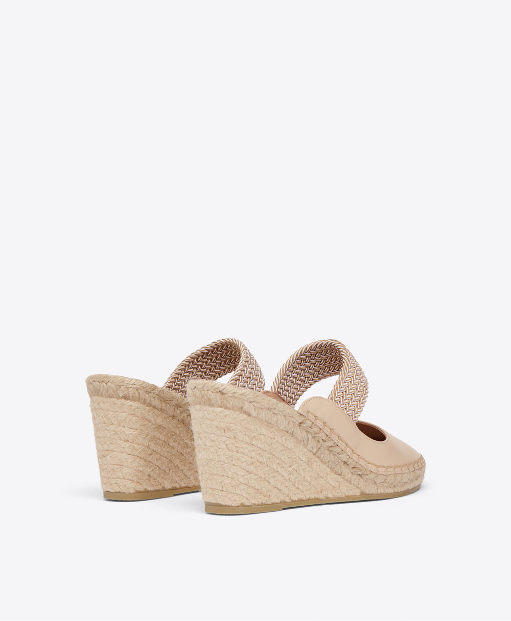 Beige Leather Wedge Mule Malone Souliers