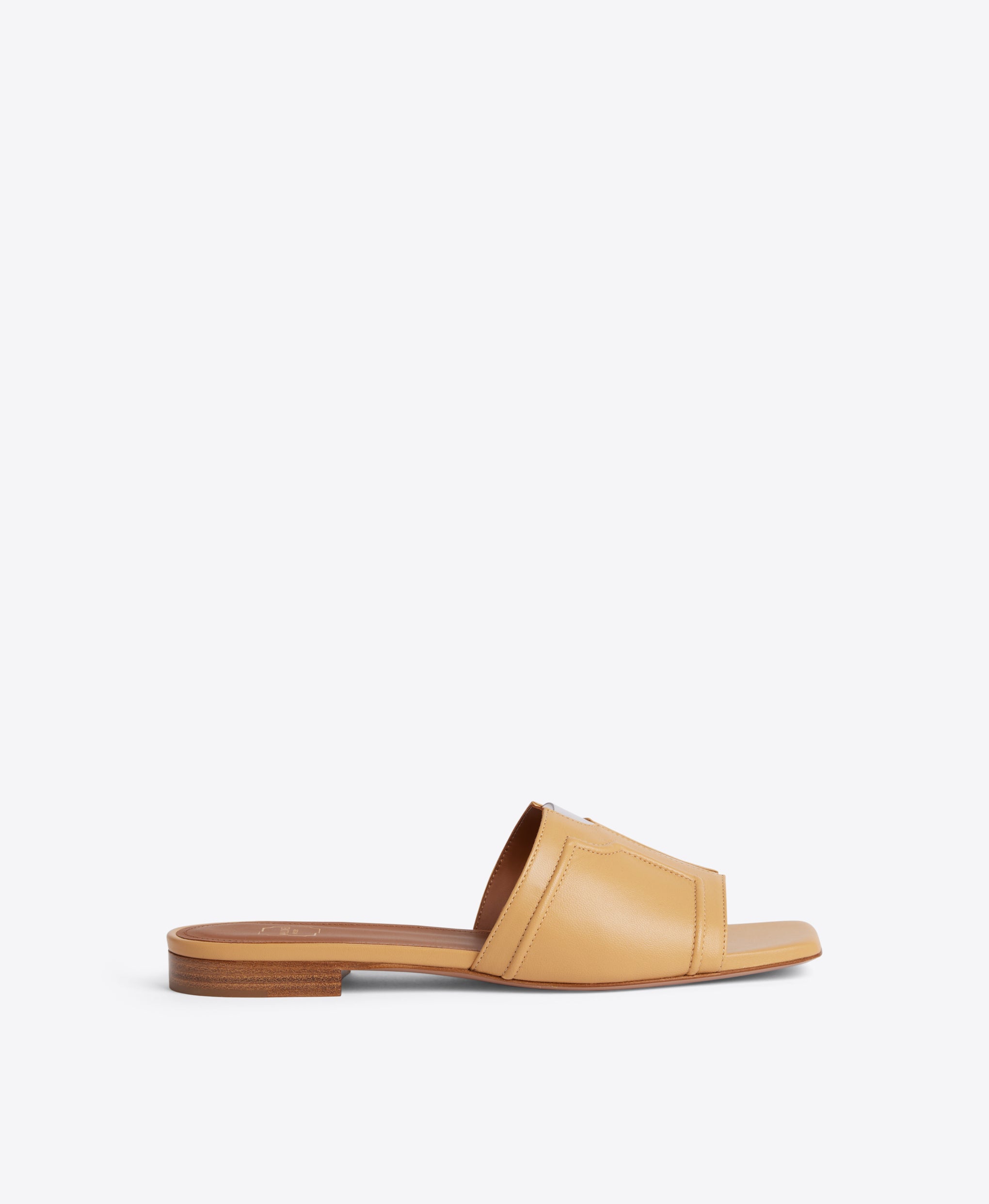 Silvia Flat Sandals in Chai Nappa Leather Malone Souliers