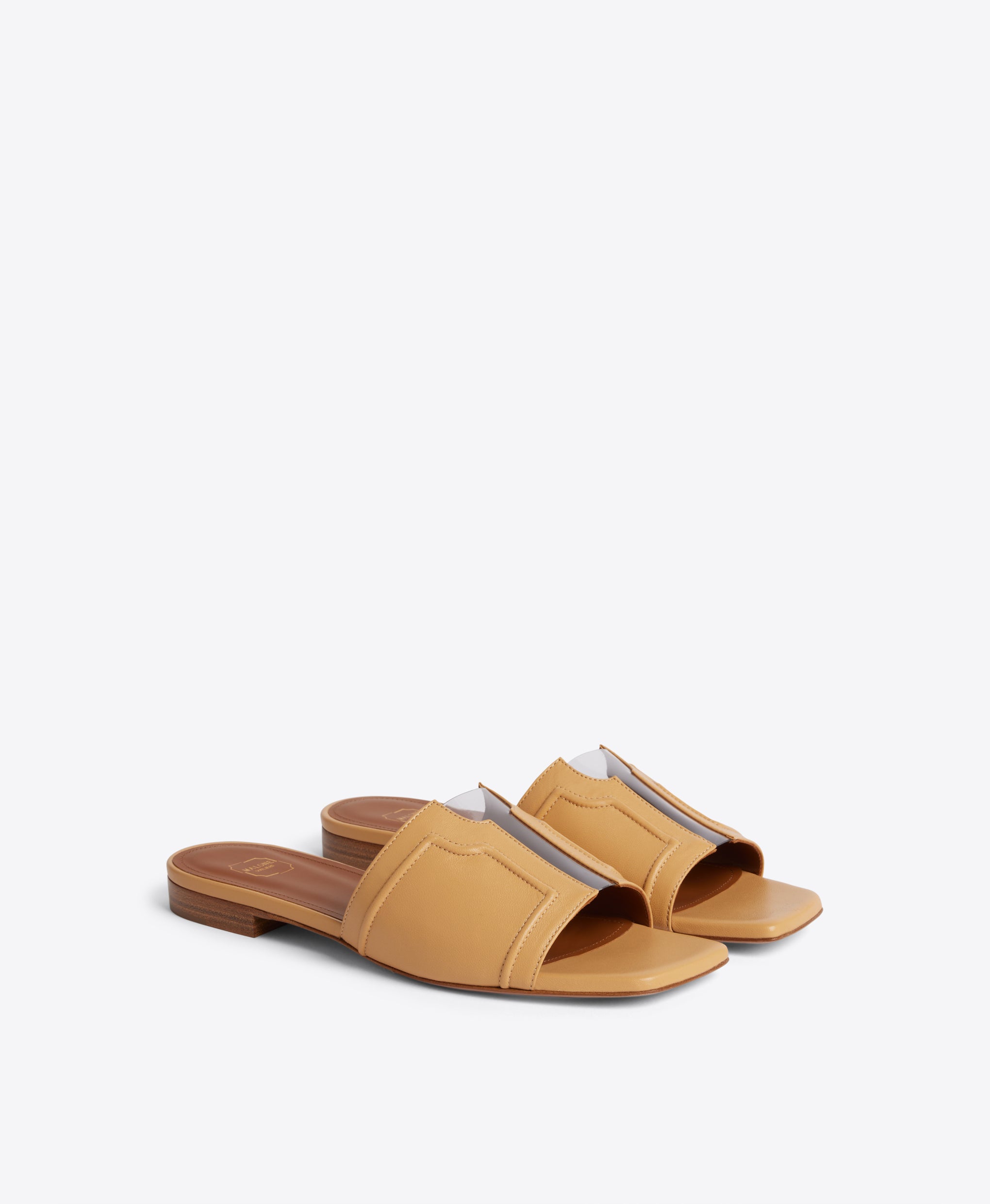 Silvia Flat Sandals in Chai Nappa Leather Malone Souliers