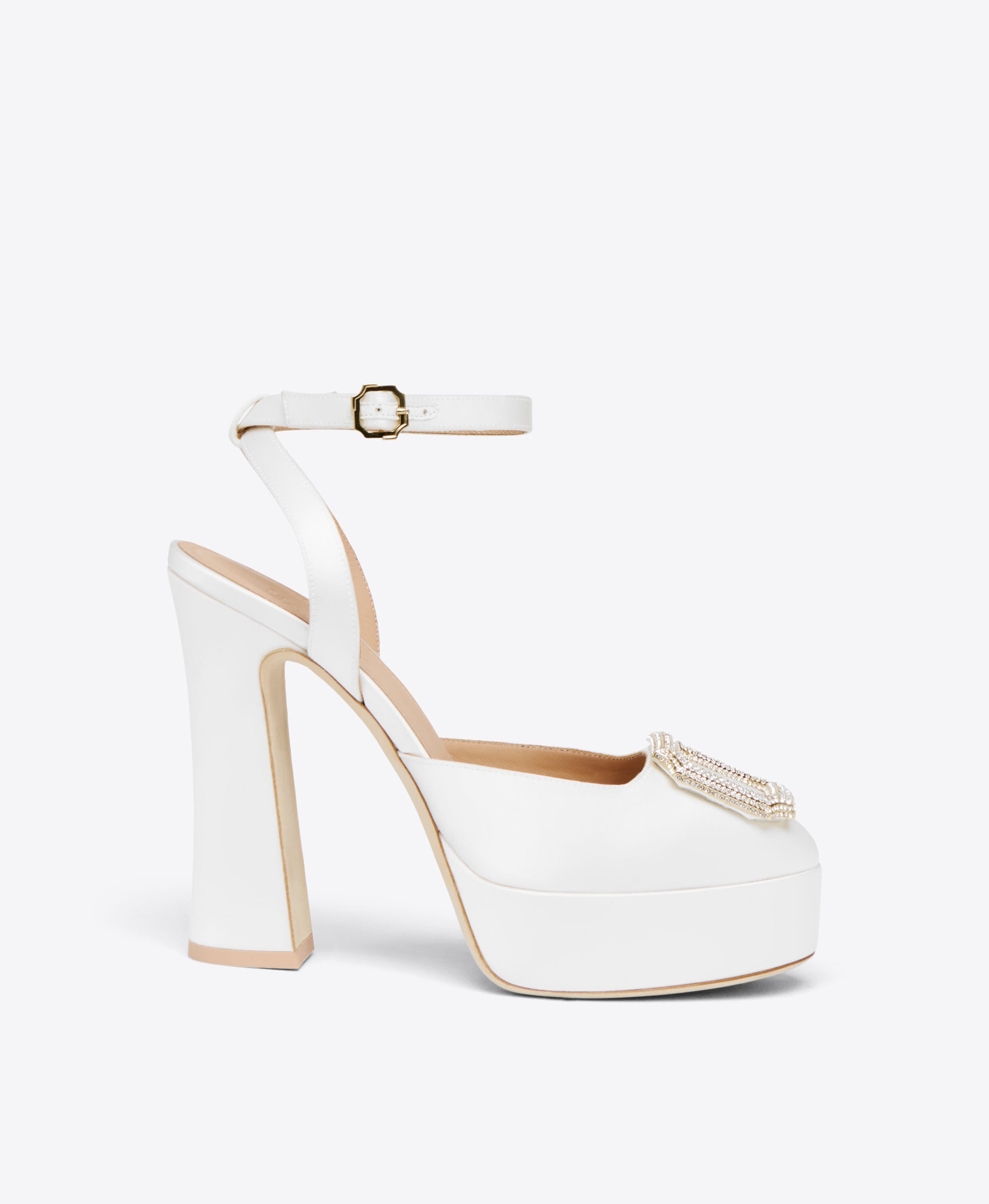 White Satin Platform Slingbacks Malone Souliers