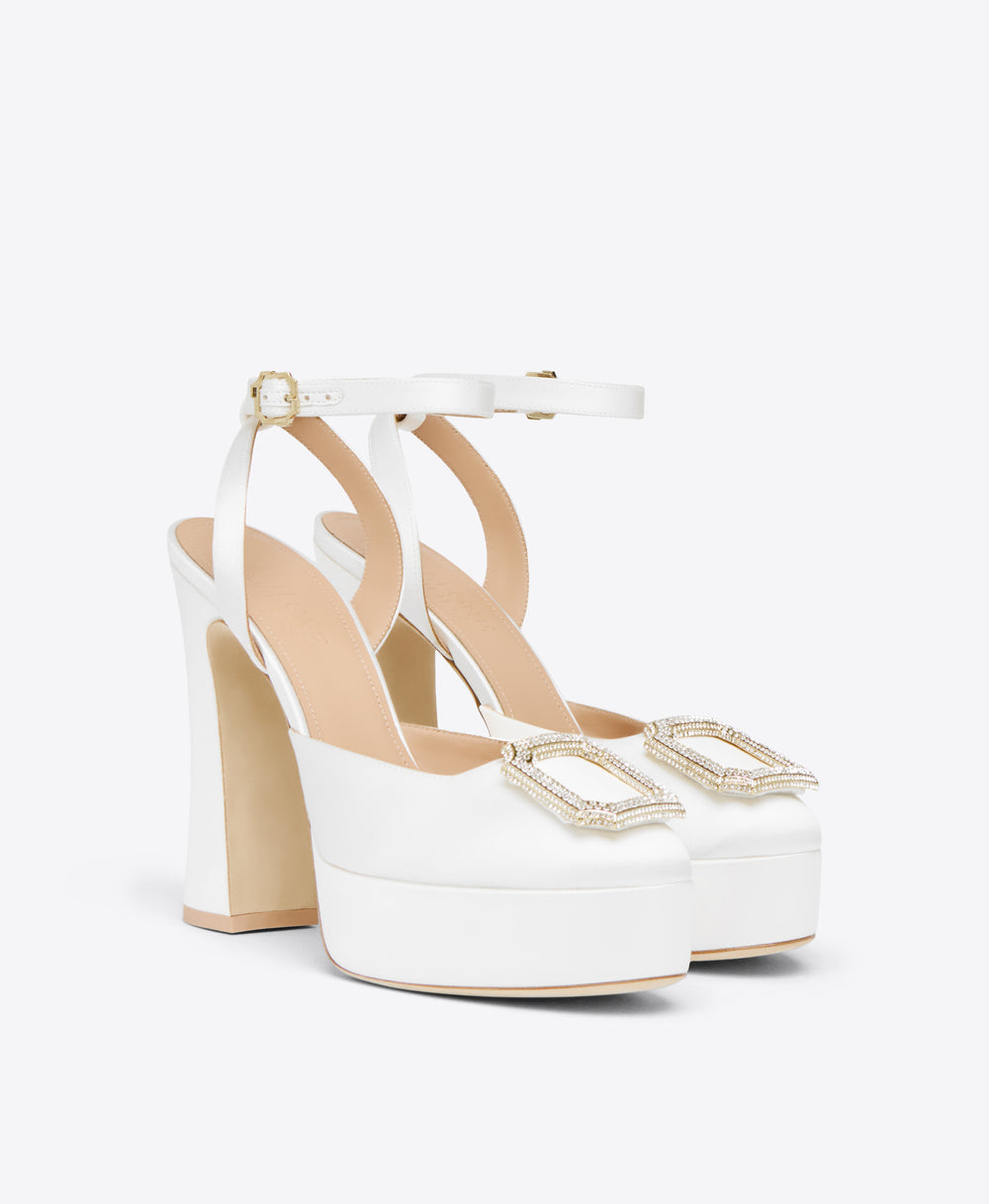 White Satin Platform Slingbacks Malone Souliers