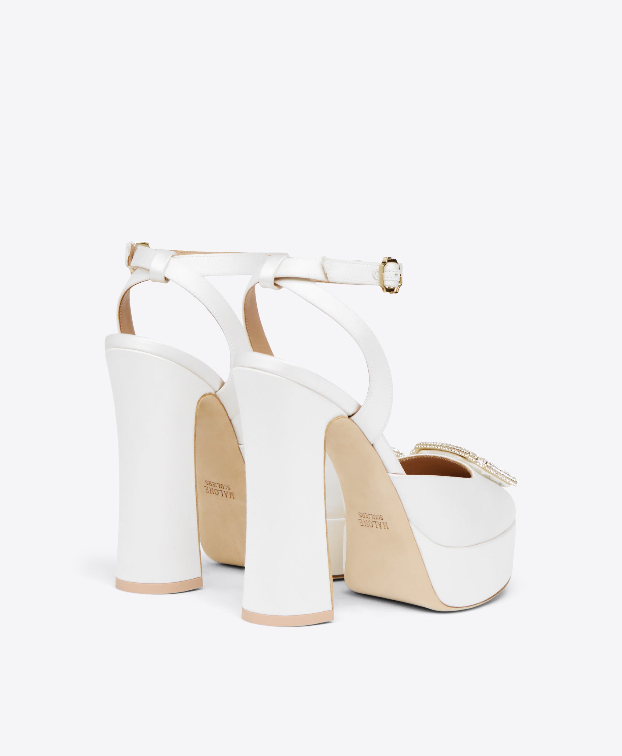 White Satin Platform Slingbacks Malone Souliers