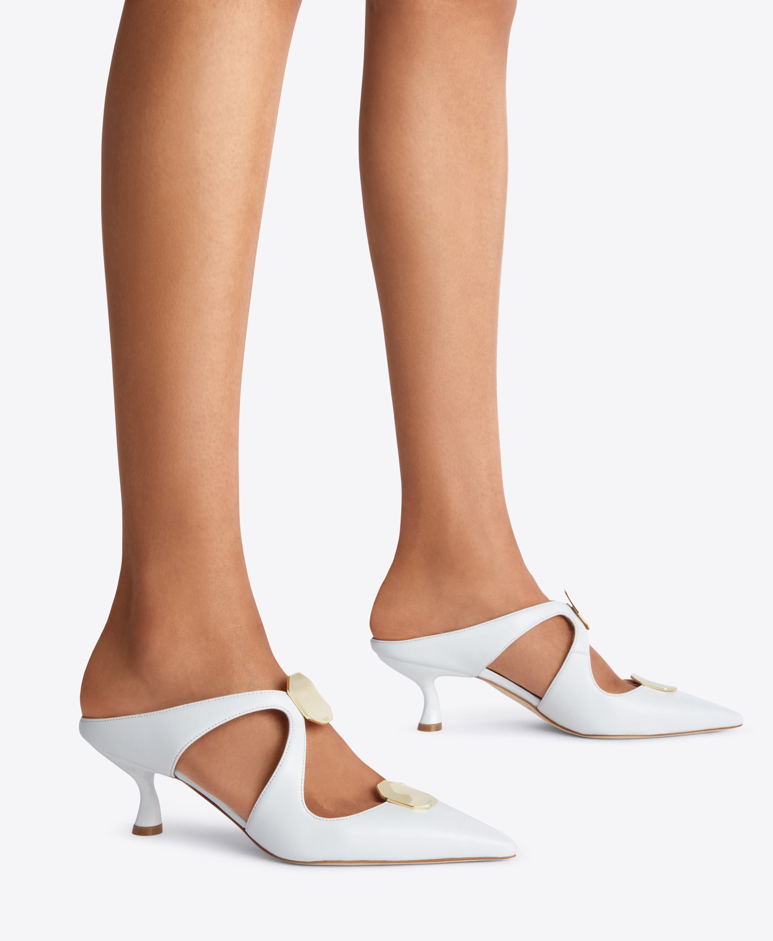 White pointed mule discount heels