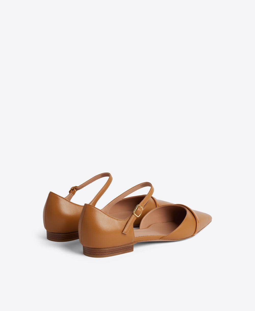 Ulla Flat in Toffee Brown Nappa Leather Malone Souliers