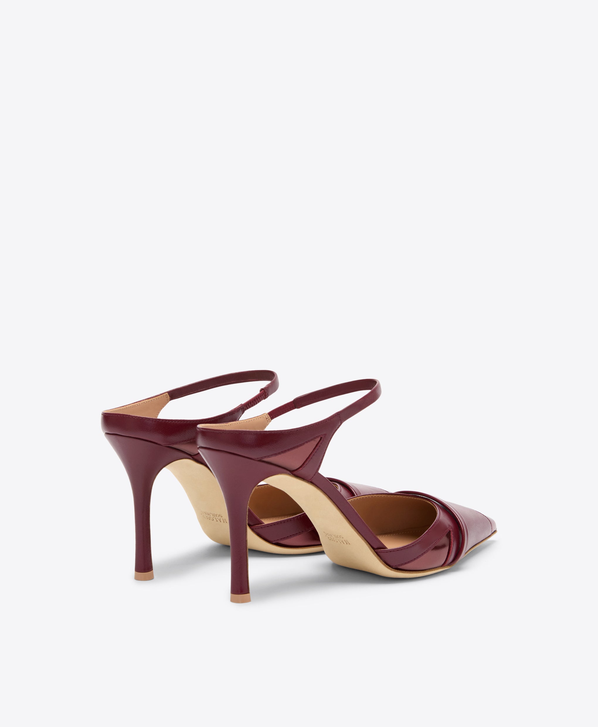 Uma 90 Rosewood Leather Mules Mirror Detail Malone Souliers