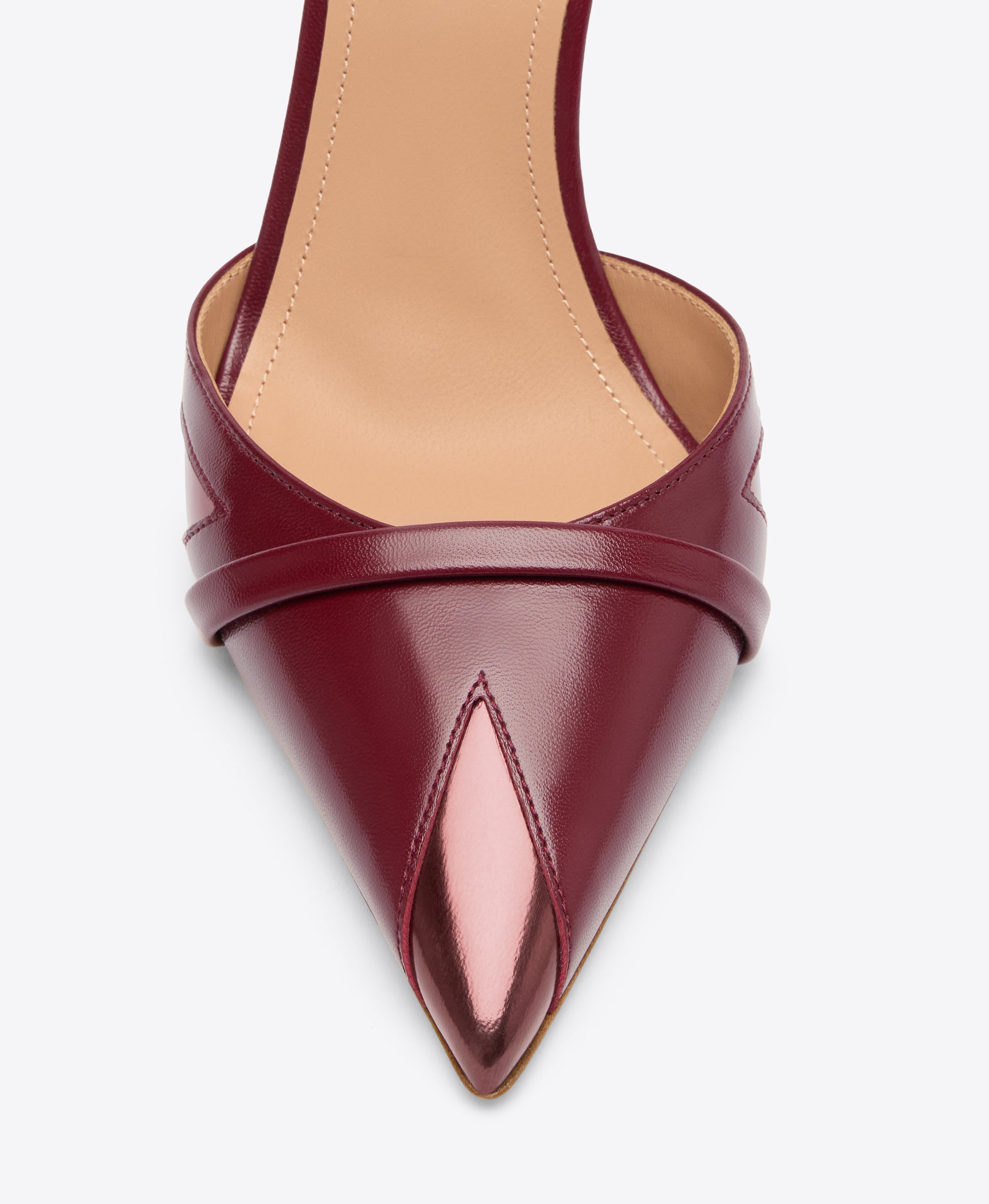 Uma 90 Rosewood Leather Mules Mirror Detail Malone Souliers