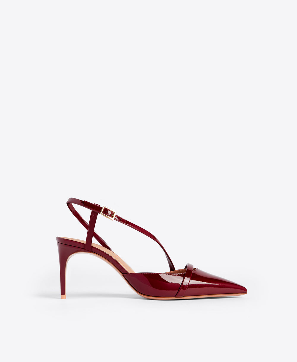 Valeria 70 Bordeaux Patent Leather Slingbacks Malone Souliers