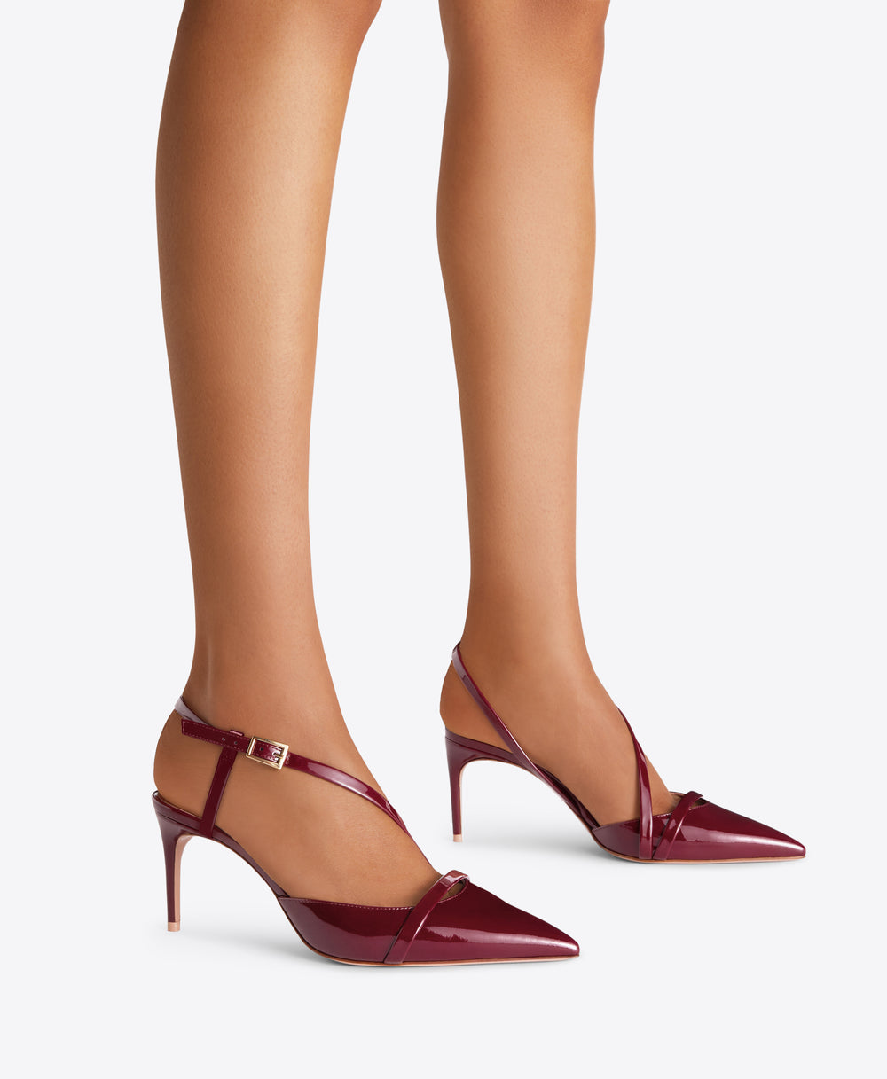 Valeria 70 Bordeaux Patent Leather Slingbacks Malone Souliers