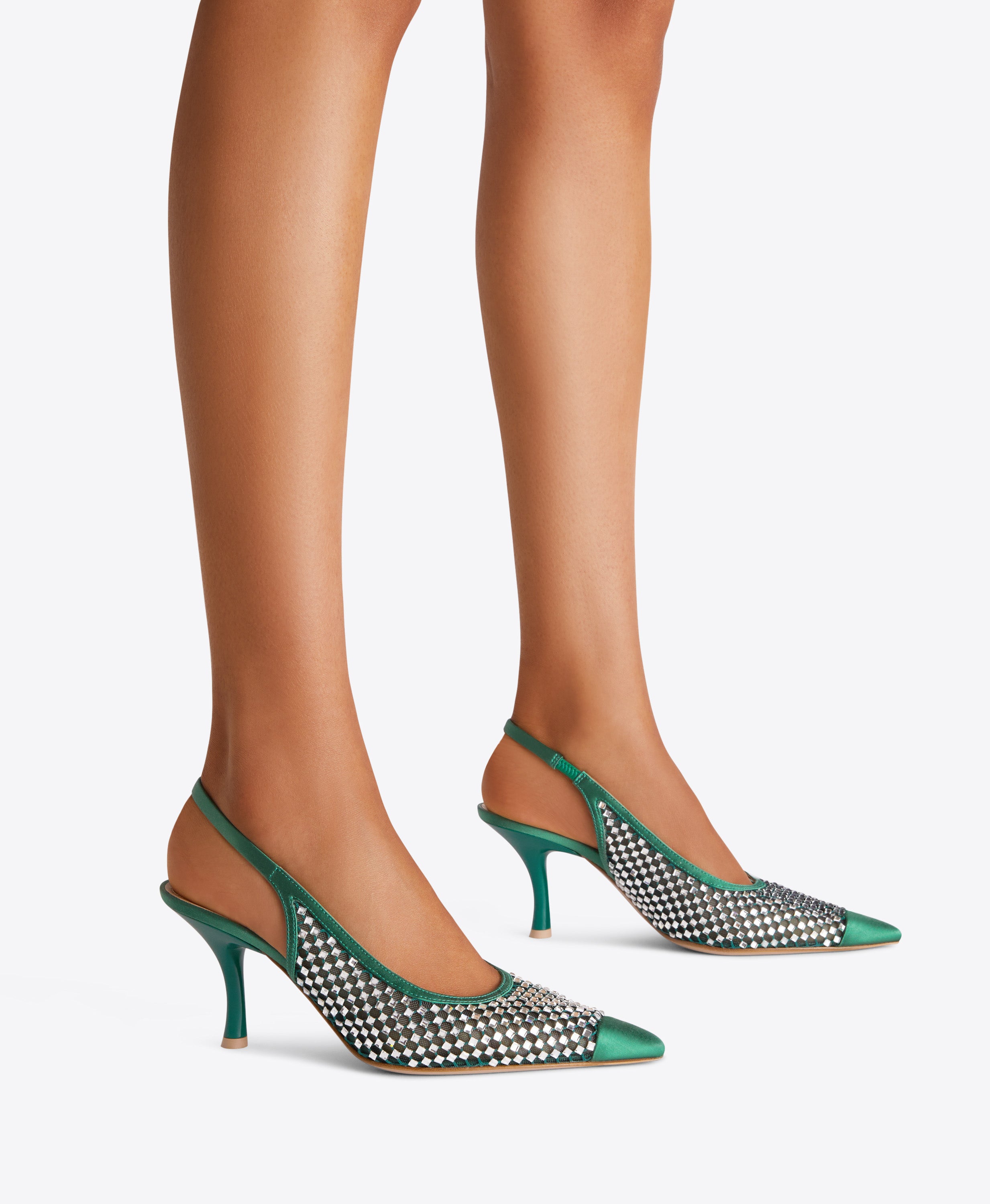 Mesh heels best sale with crystals