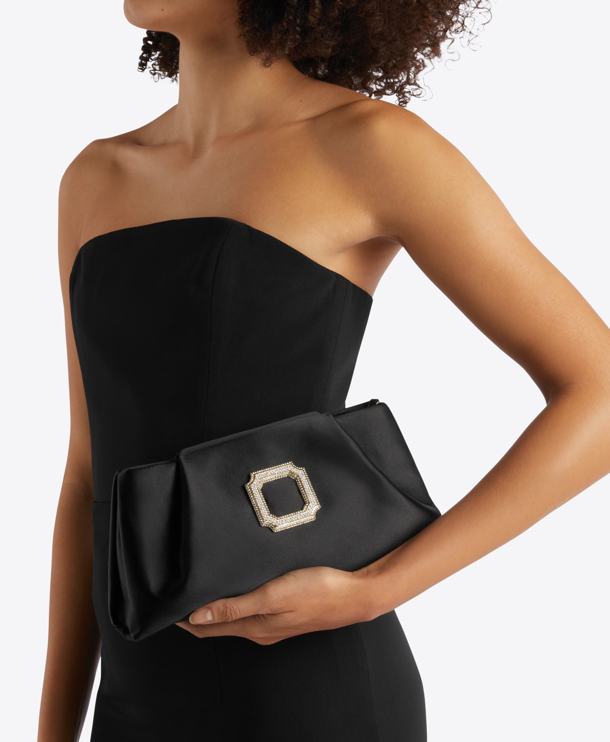 Black satin clutch best sale