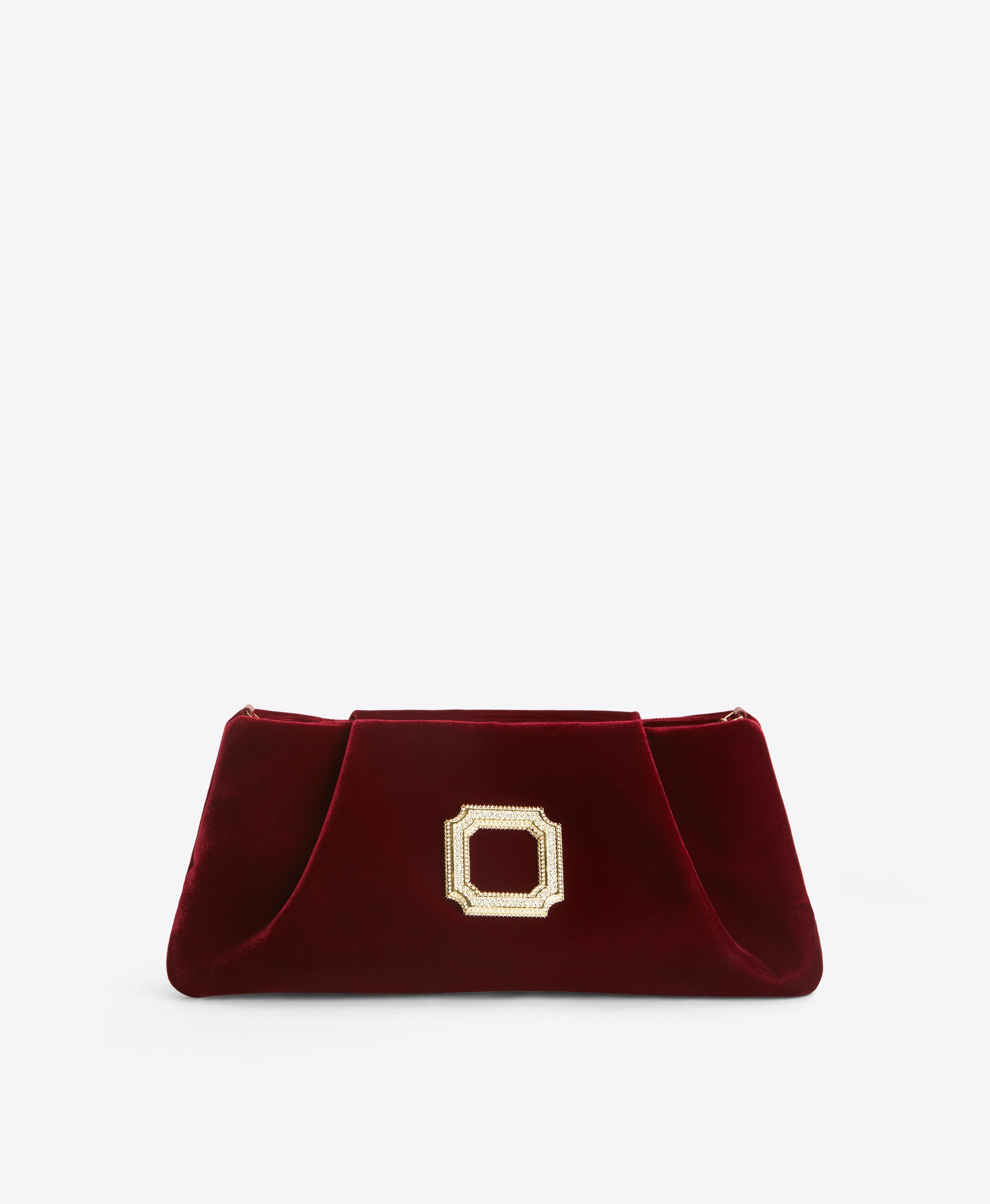 Vittoria Red Velvet Clutch Bag with Buckle Malone Souliers